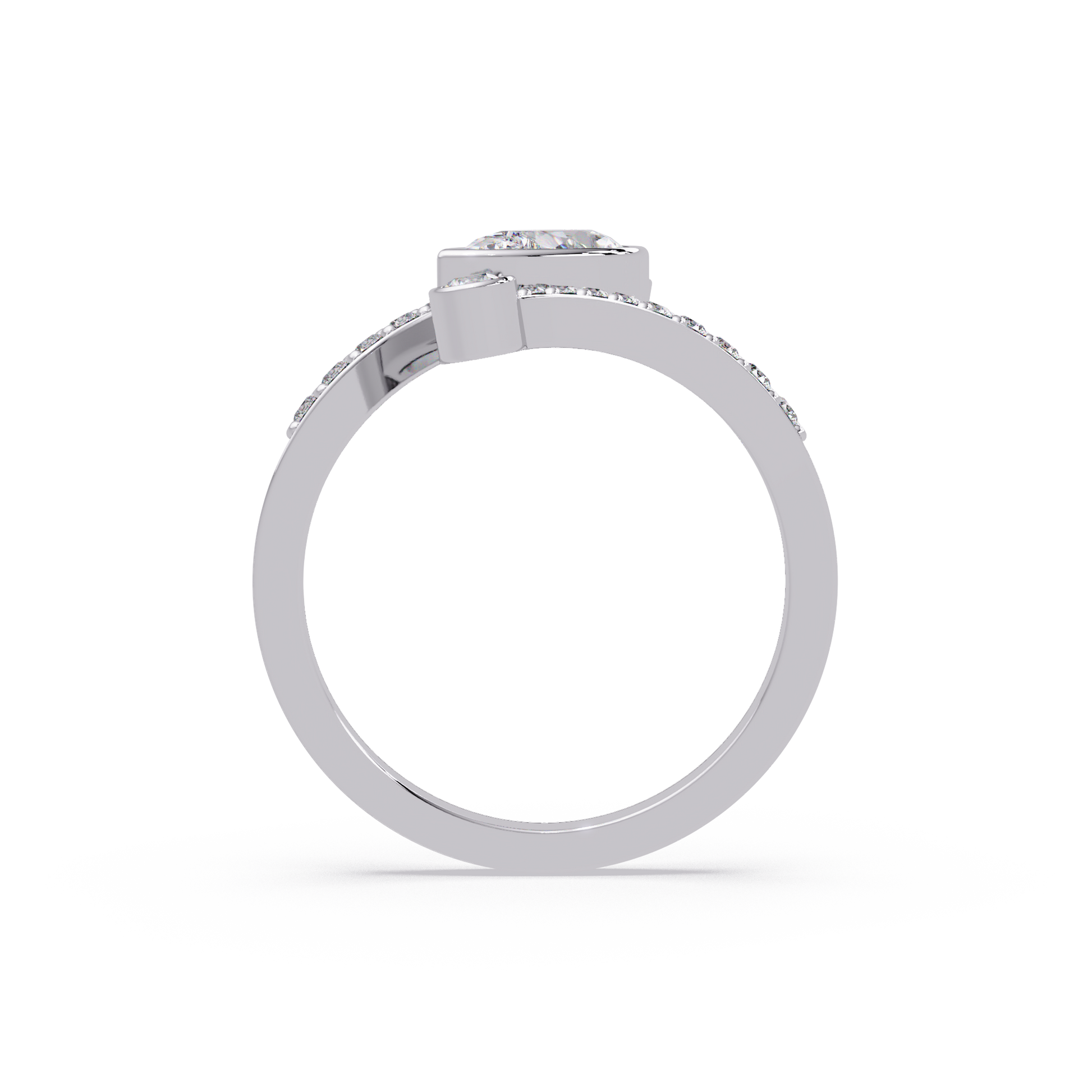 Pear Cut Lab Grown Diamond Bypass Shank Ring