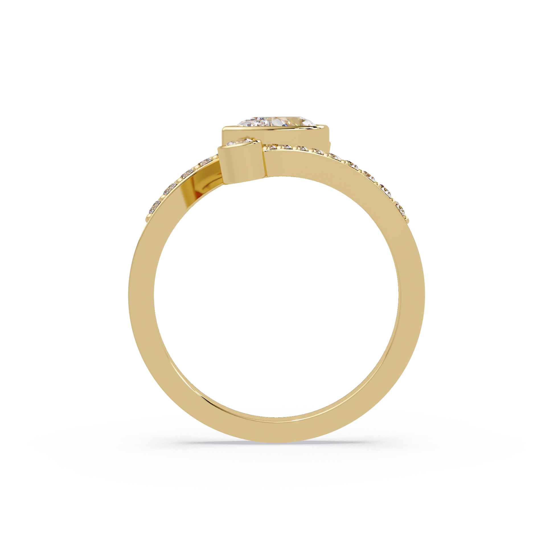Pear Cut Lab Grown Diamond Bypass Shank Ring