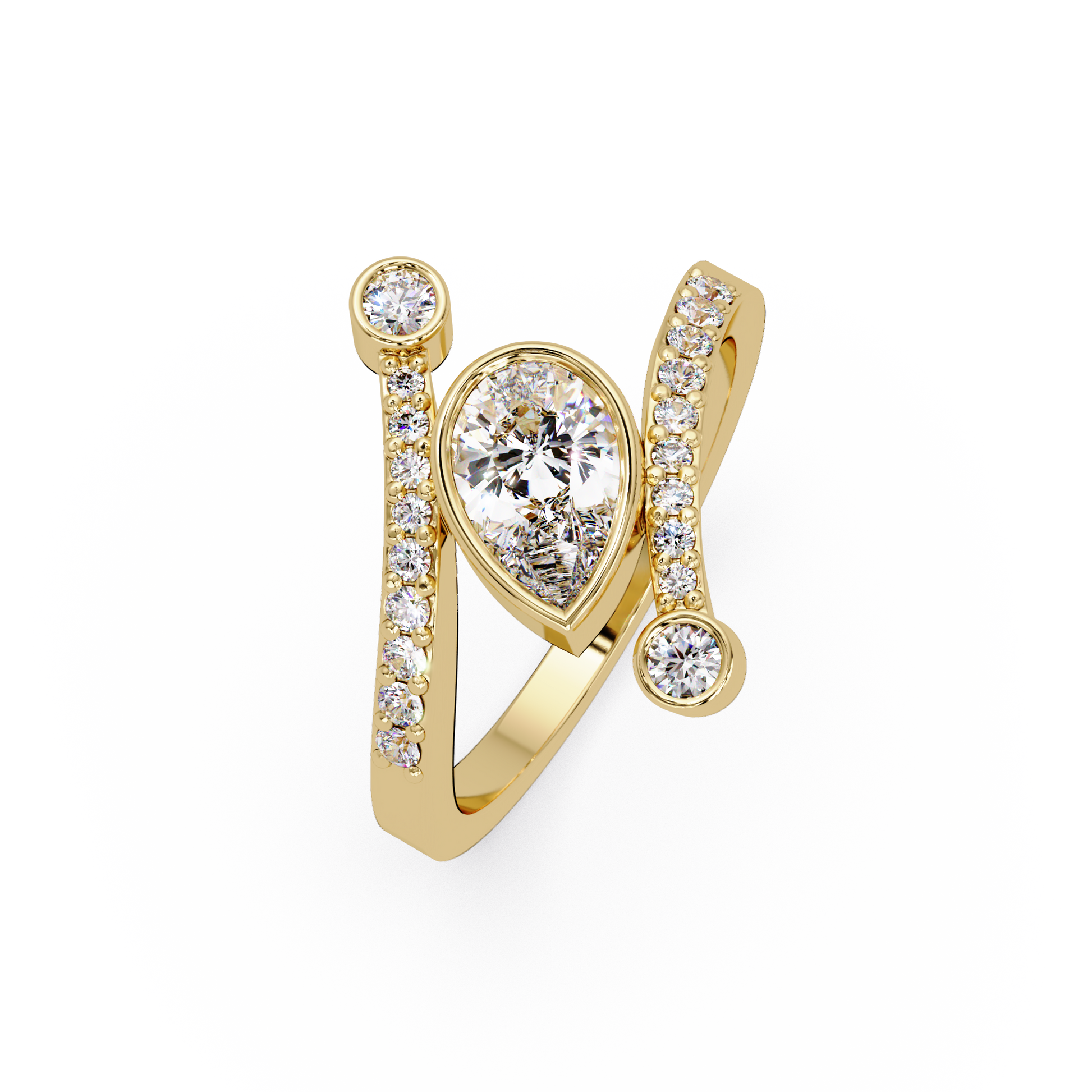 Pear Cut Lab Grown Diamond Bypass Shank Ring
