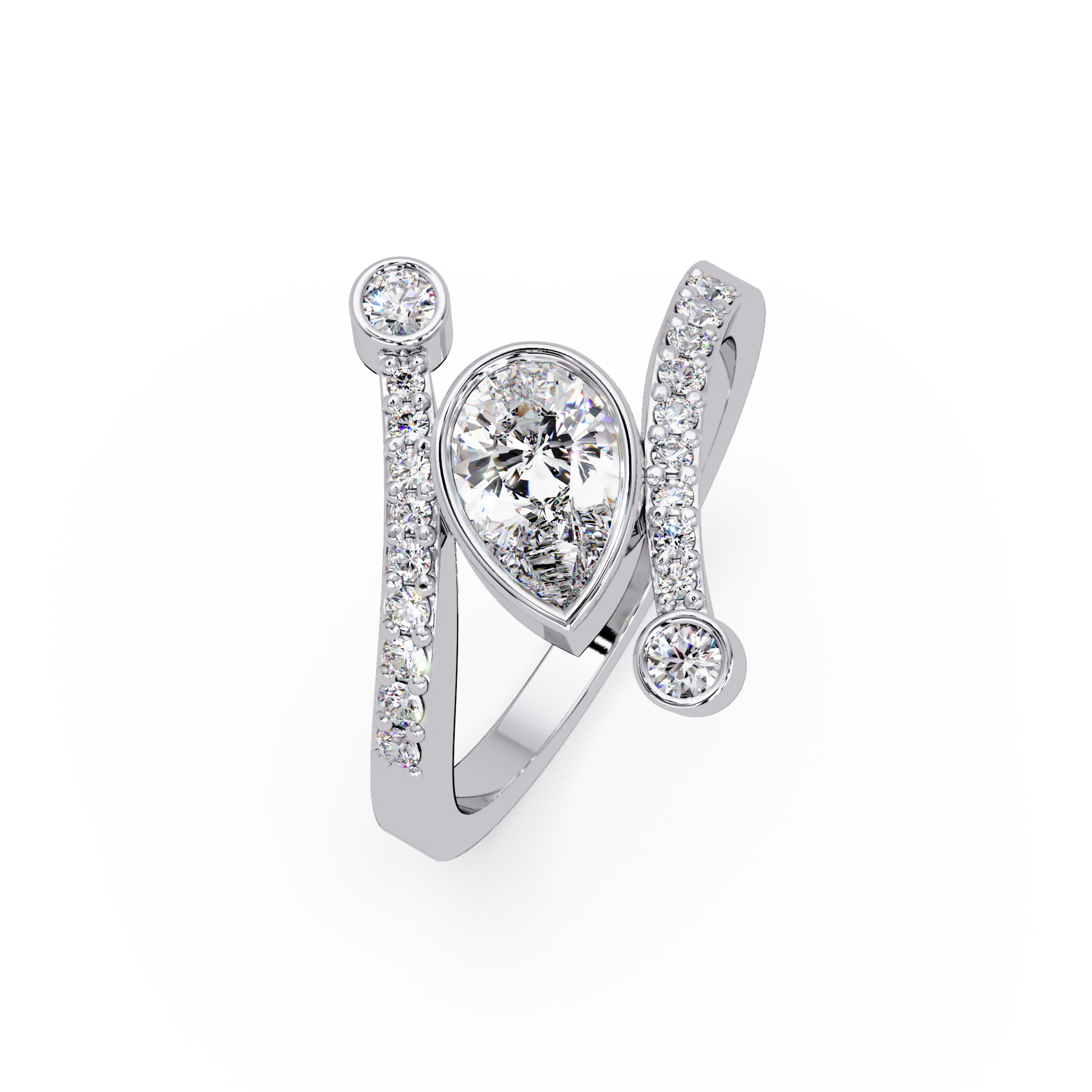 Pear Cut Lab Grown Diamond Bypass Shank Ring
