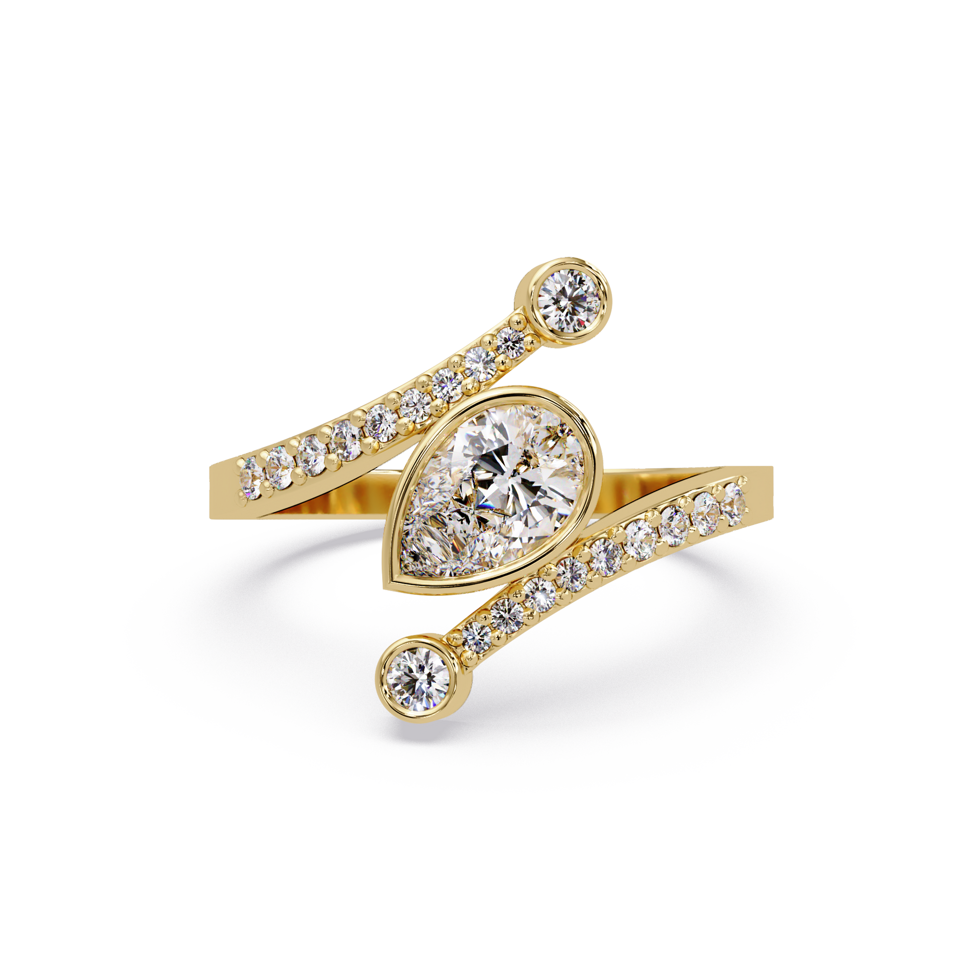 Pear Cut Lab Grown Diamond Bypass Shank Ring