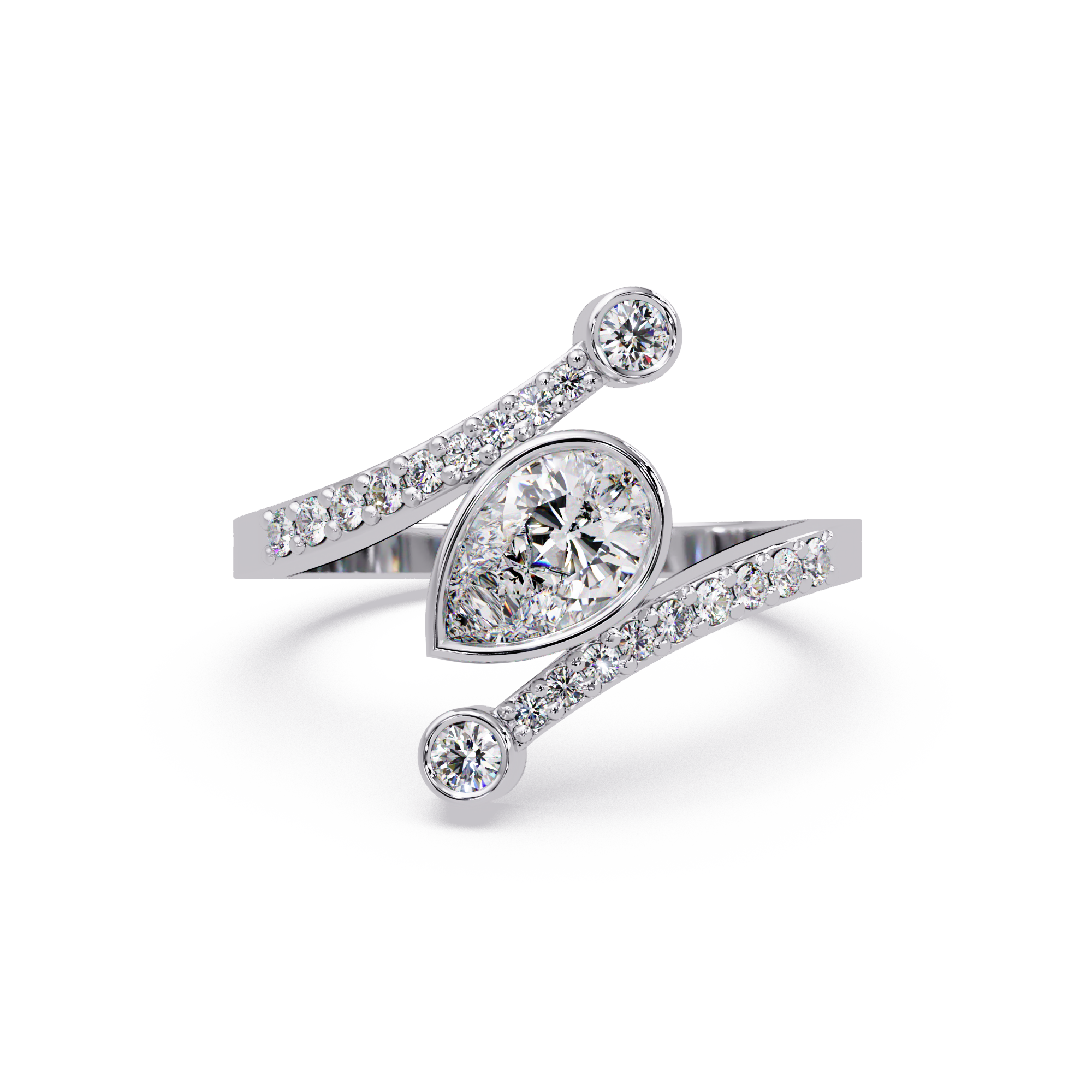 Pear Cut Lab Grown Diamond Bypass Shank Ring