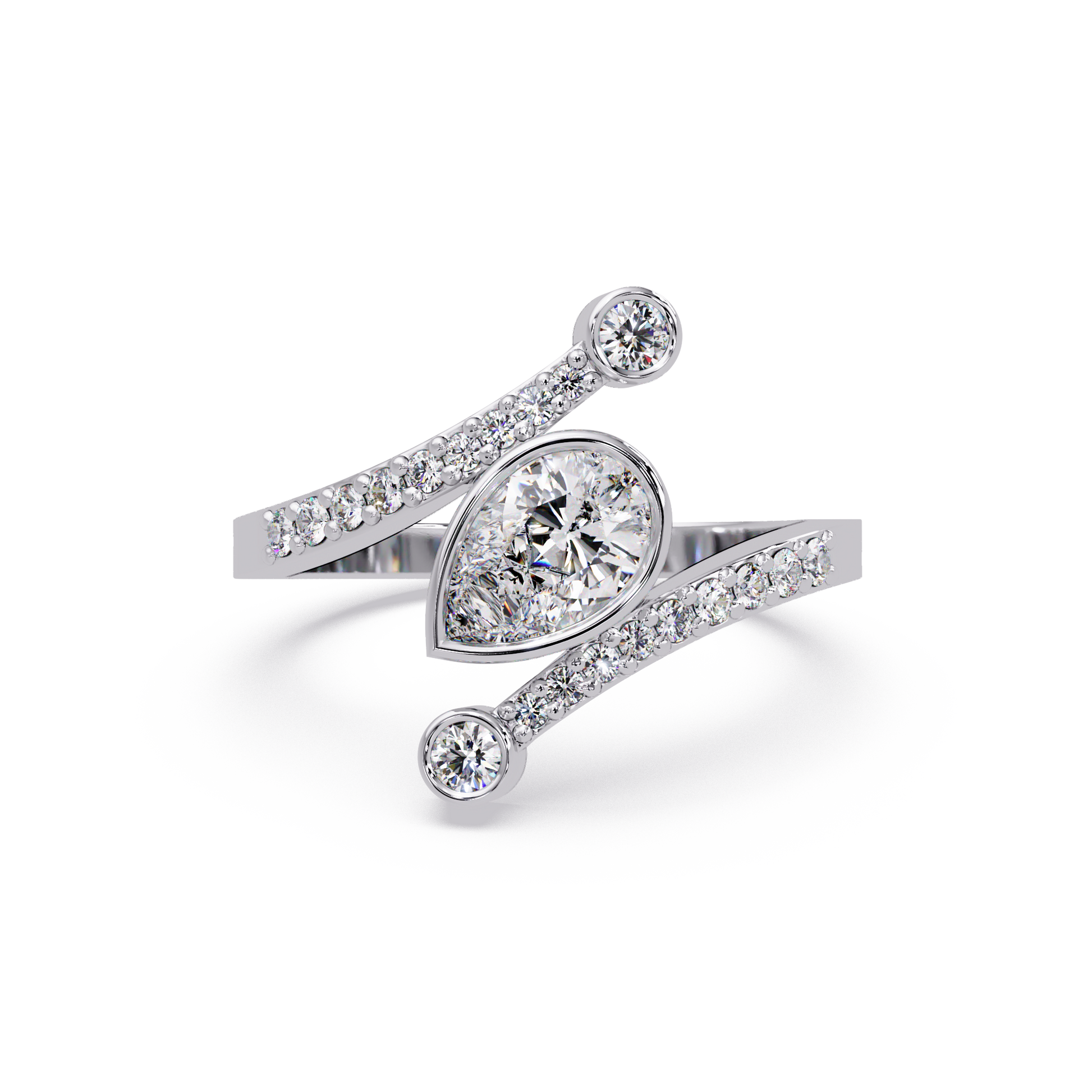 Pear Cut Lab Grown Diamond Bypass Shank Ring