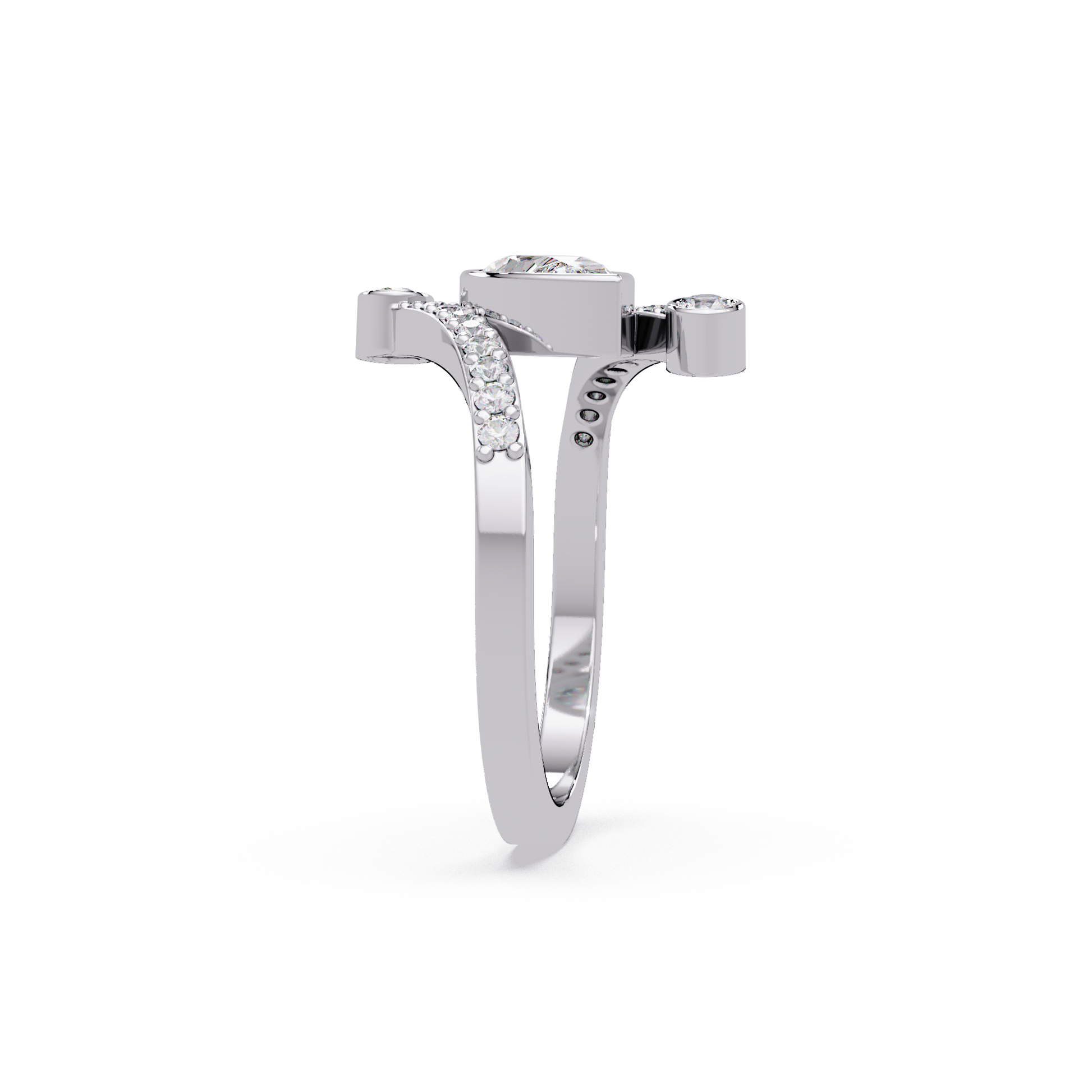 Pear Cut Lab Grown Diamond Bypass Shank Ring
