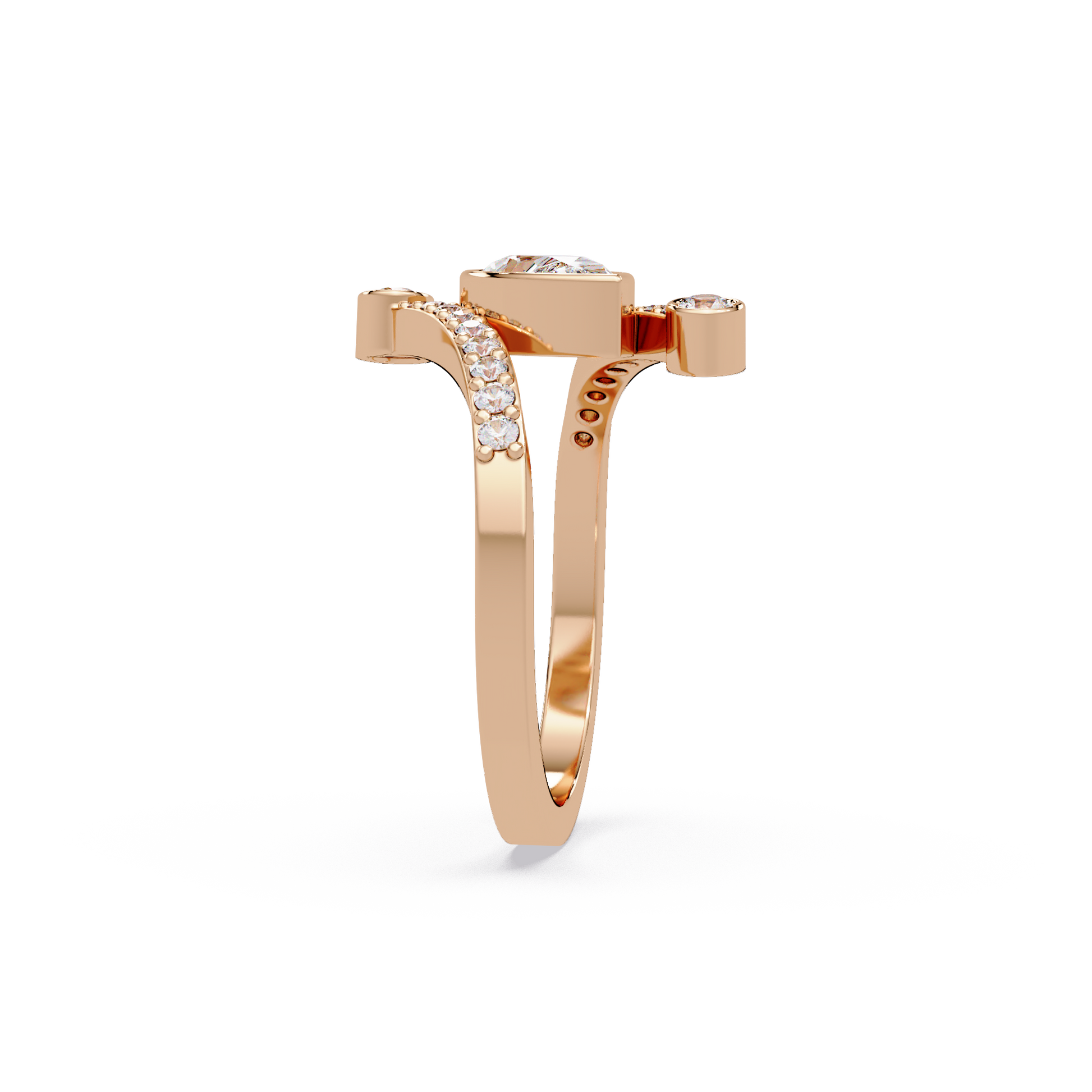 Pear Cut Lab Grown Diamond Bypass Shank Ring