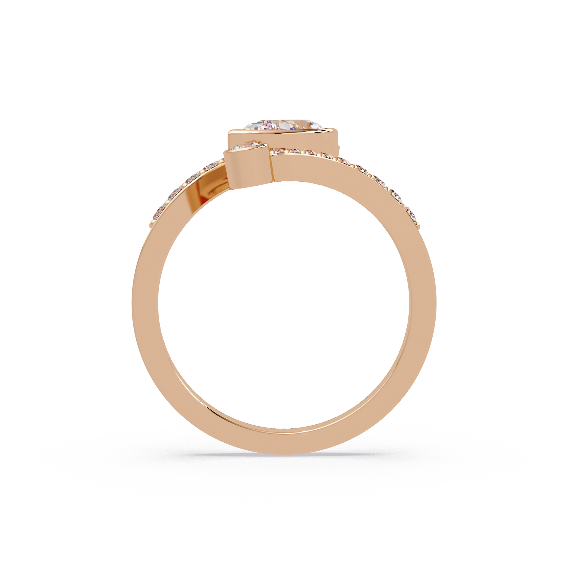 Pear Cut Lab Grown Diamond Bypass Shank Ring