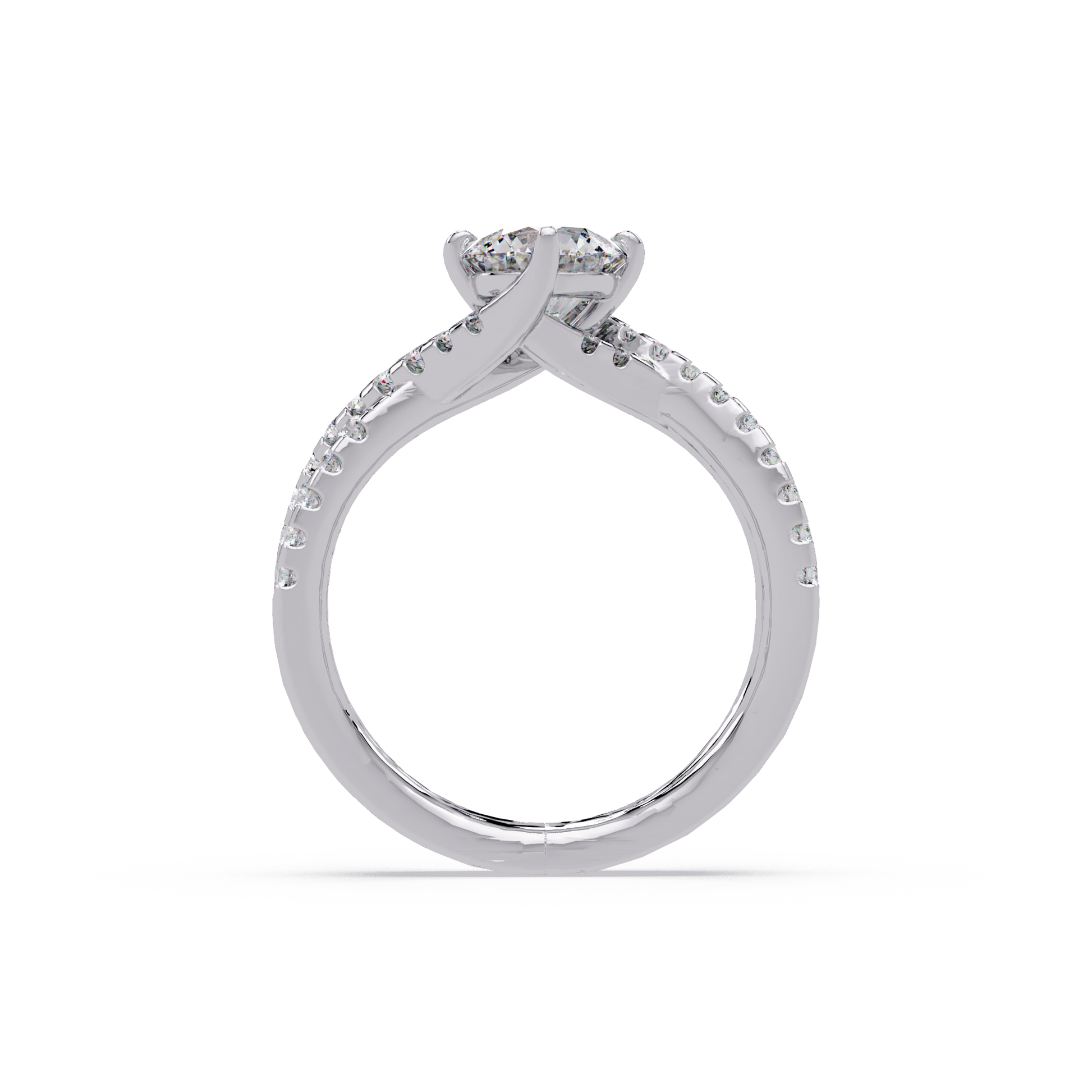 Round Cut Lab Grown Diamond Twisted Shank Ring