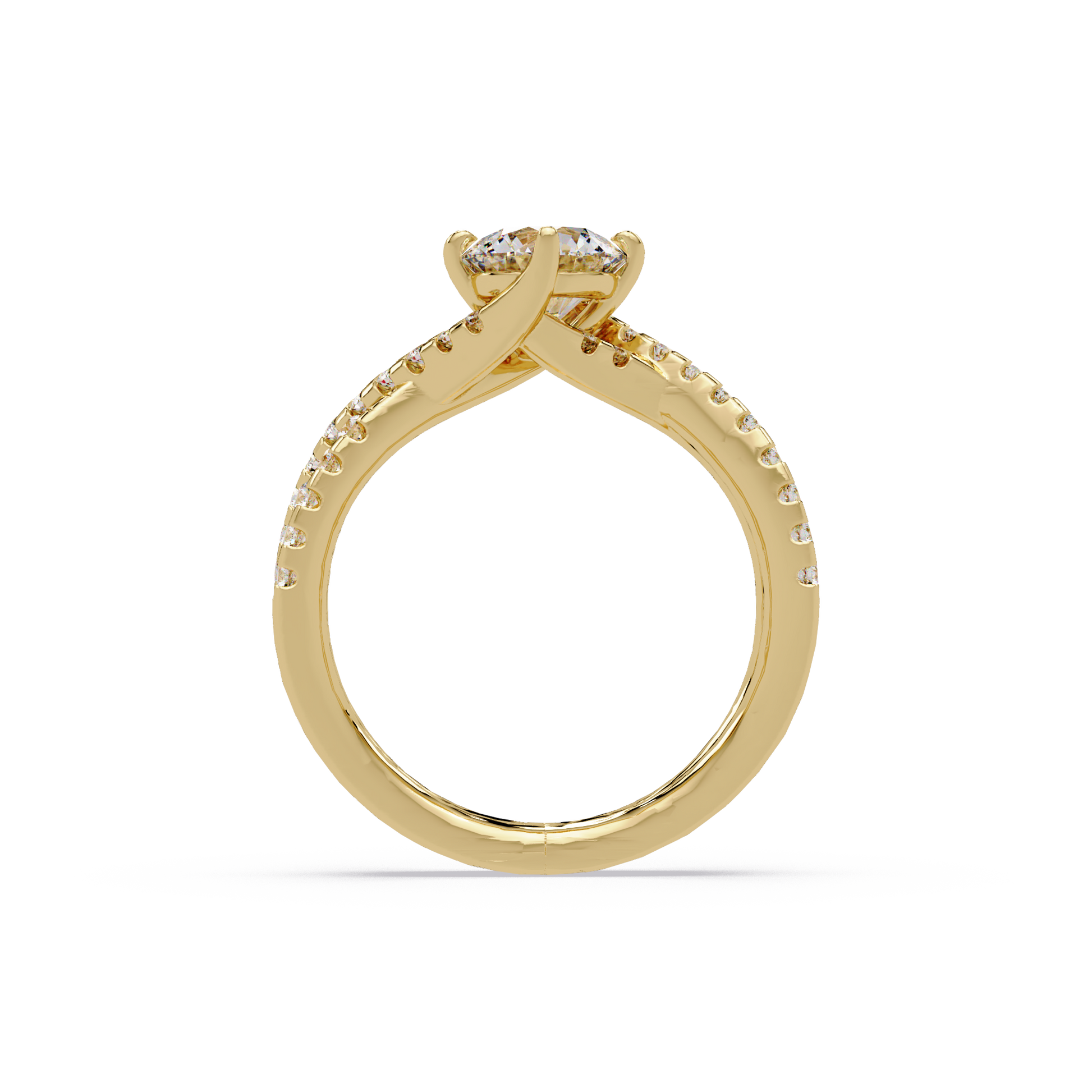 Round Cut Lab Grown Diamond Twisted Shank Ring