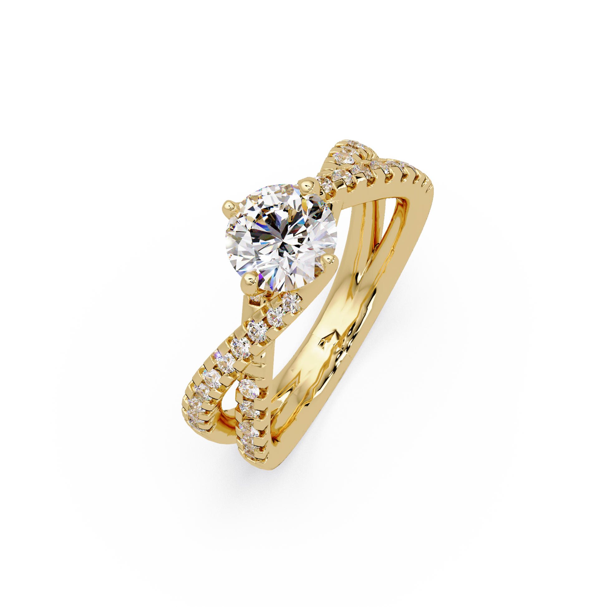 Round Cut Lab Grown Diamond Twisted Shank Ring