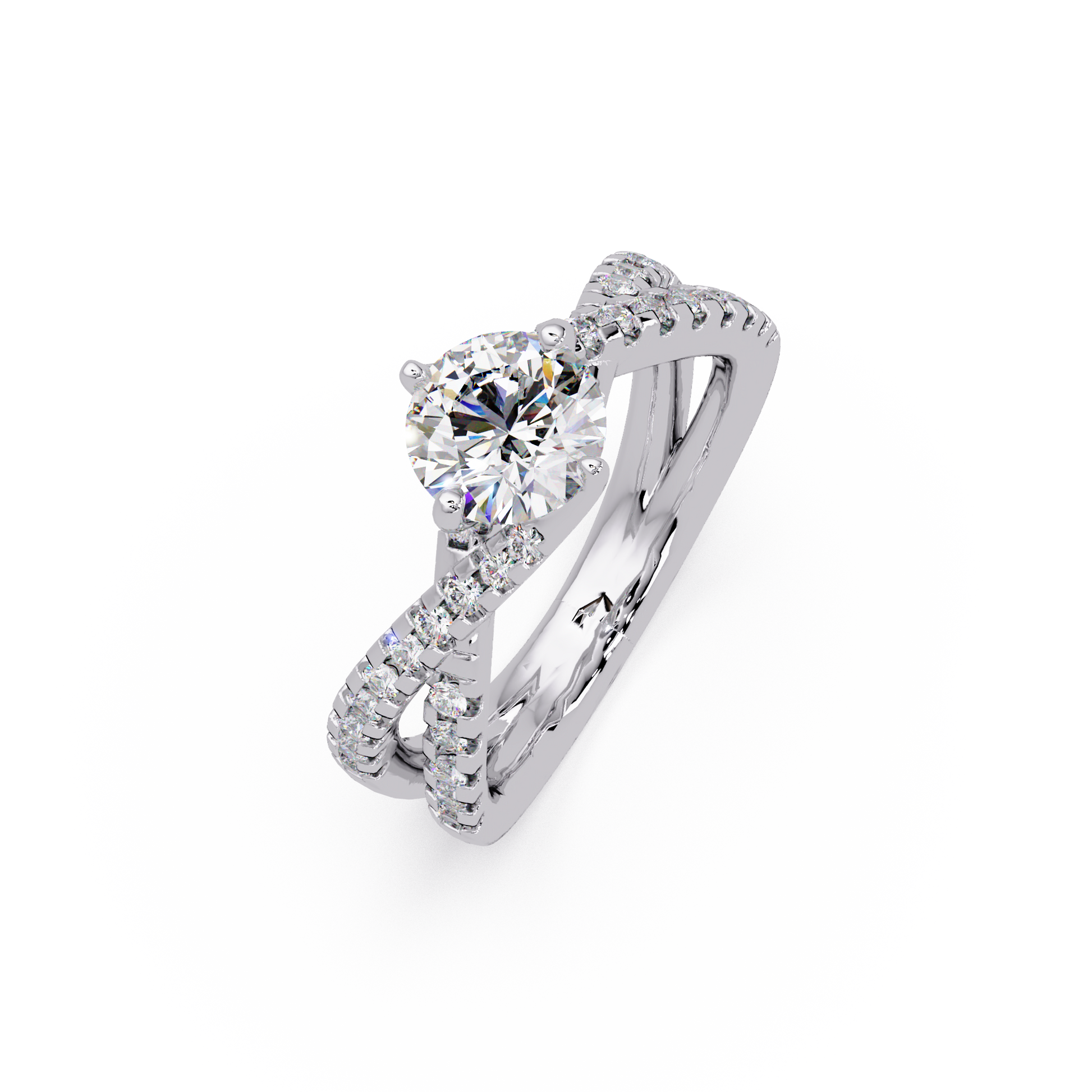 Round Cut Lab Grown Diamond Twisted Shank Ring