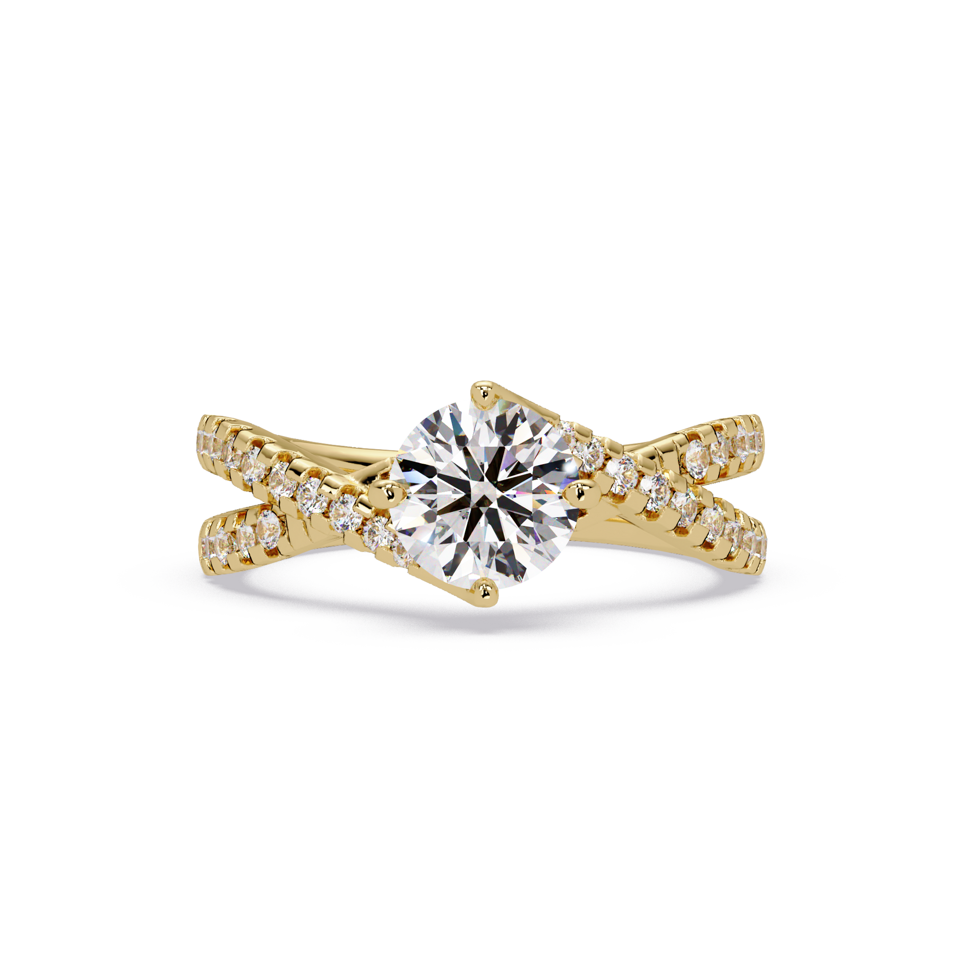 Round Cut Lab Grown Diamond Twisted Shank Ring