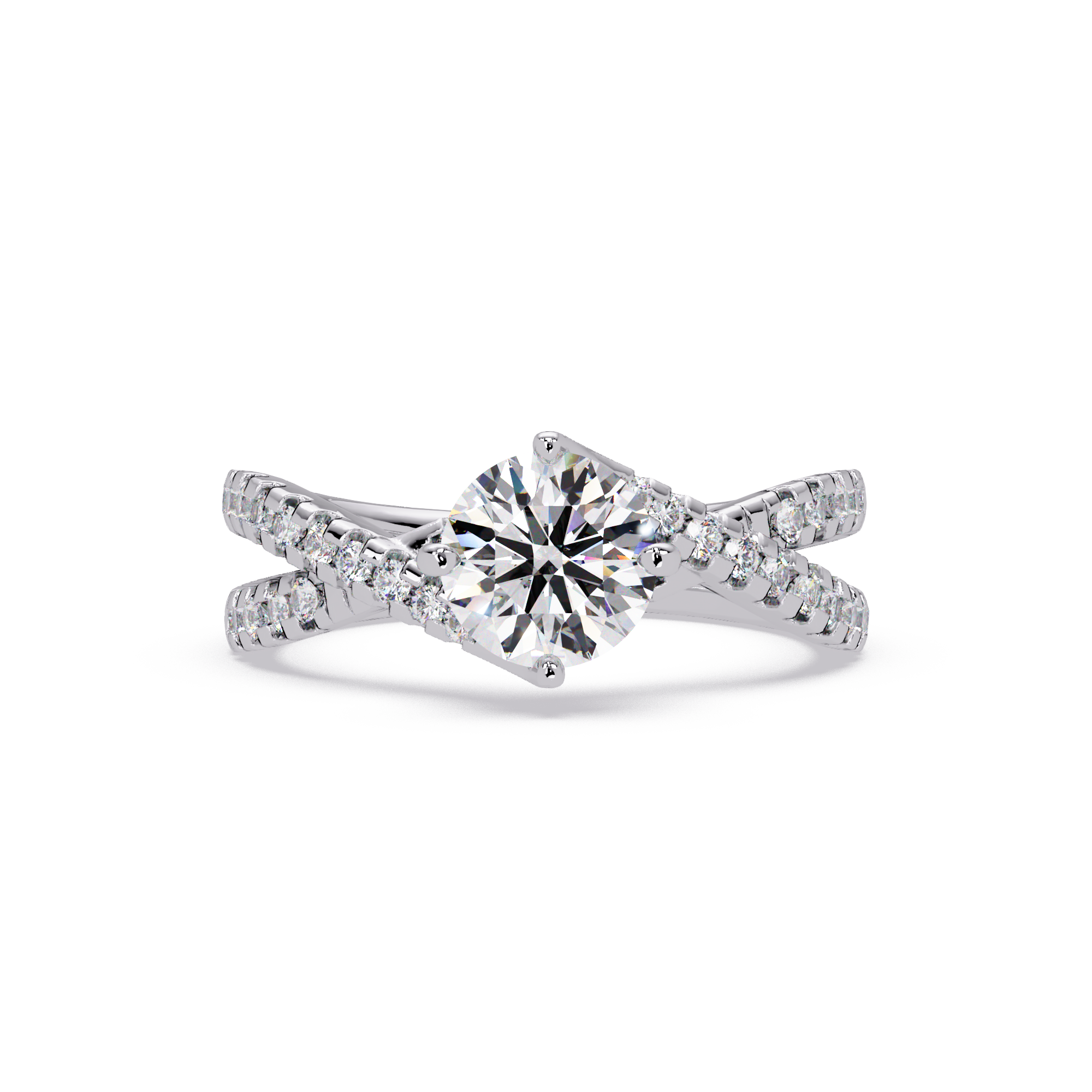 Round Cut Lab Grown Diamond Twisted Shank Ring