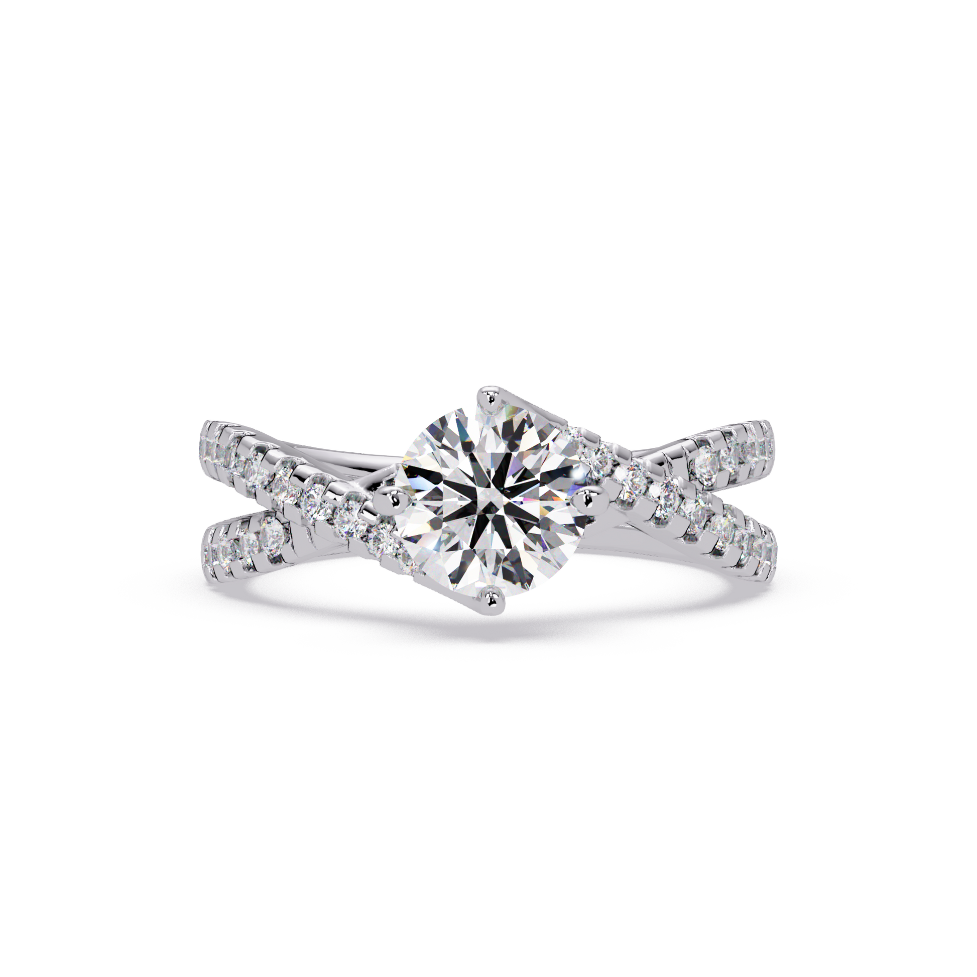 Round Cut Lab Grown Diamond Twisted Shank Ring