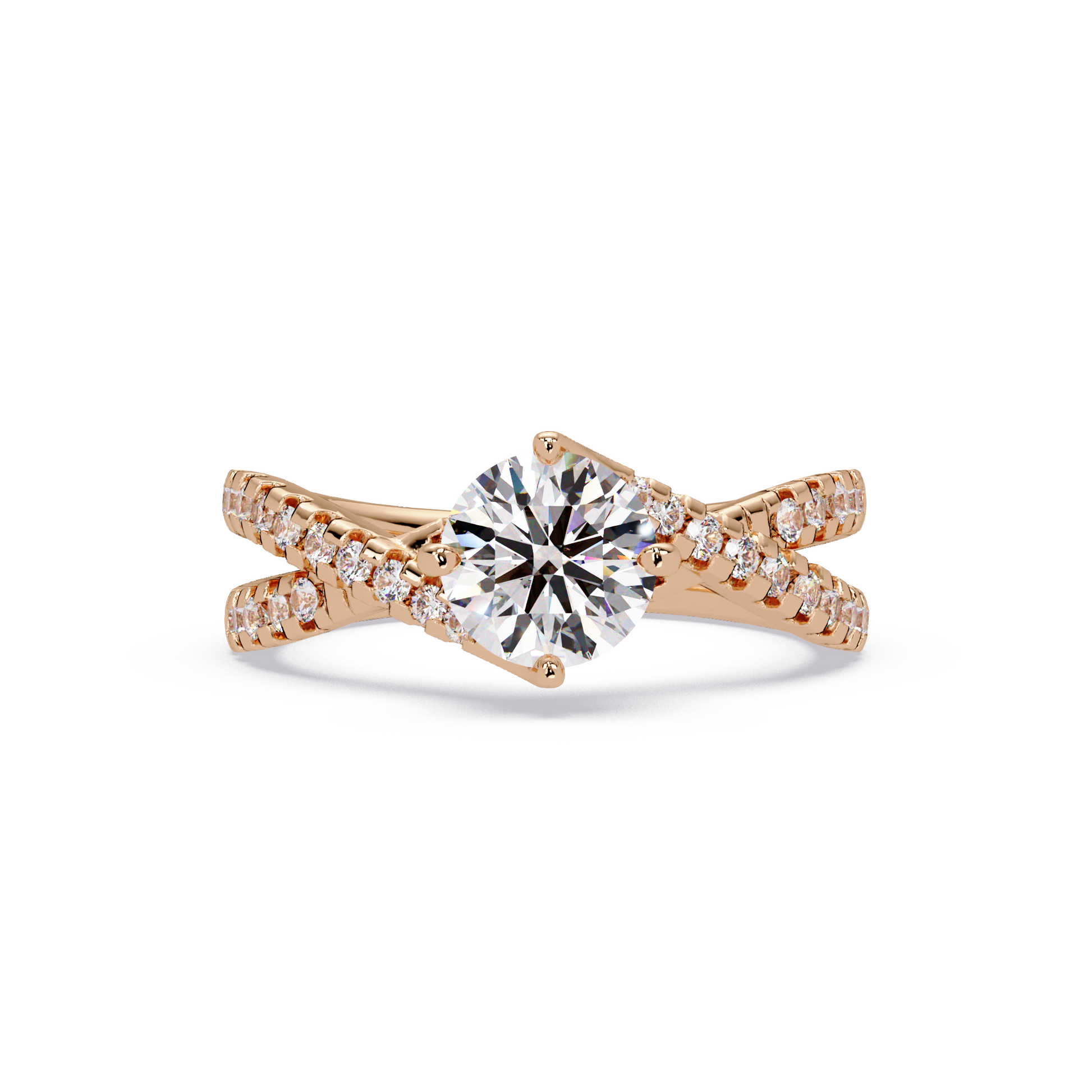 Round Cut Lab Grown Diamond Twisted Shank Ring