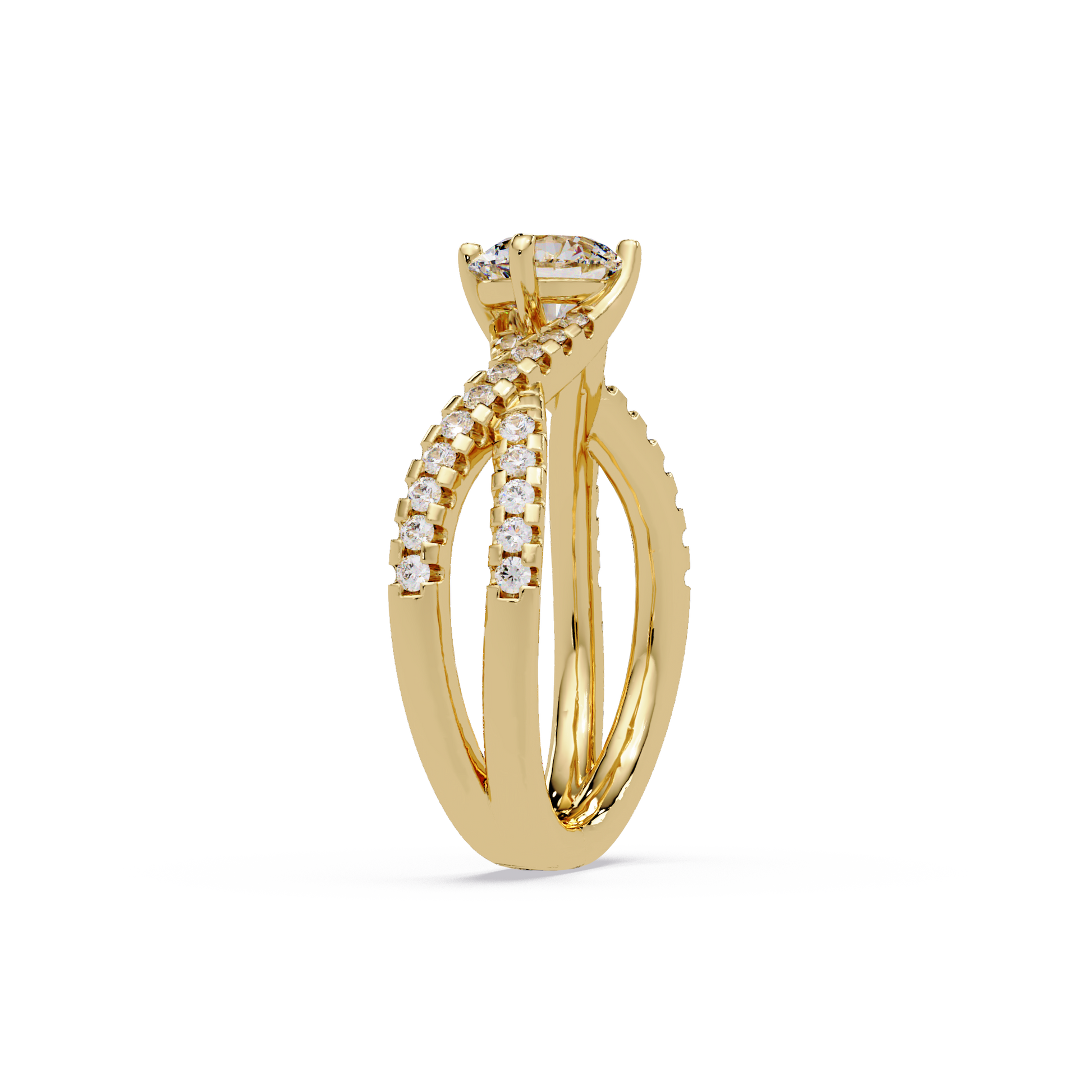Round Cut Lab Grown Diamond Twisted Shank Ring