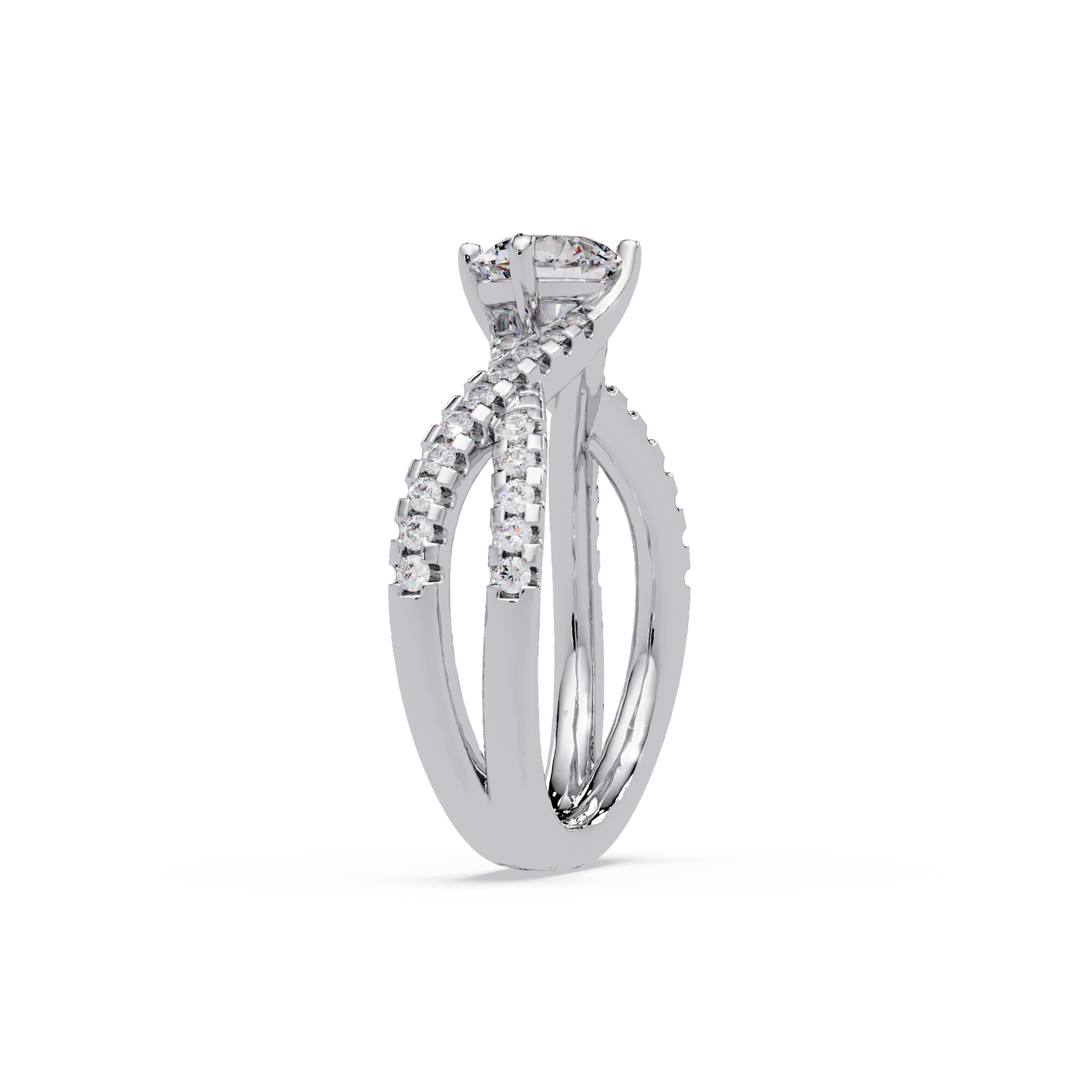Round Cut Lab Grown Diamond Twisted Shank Ring