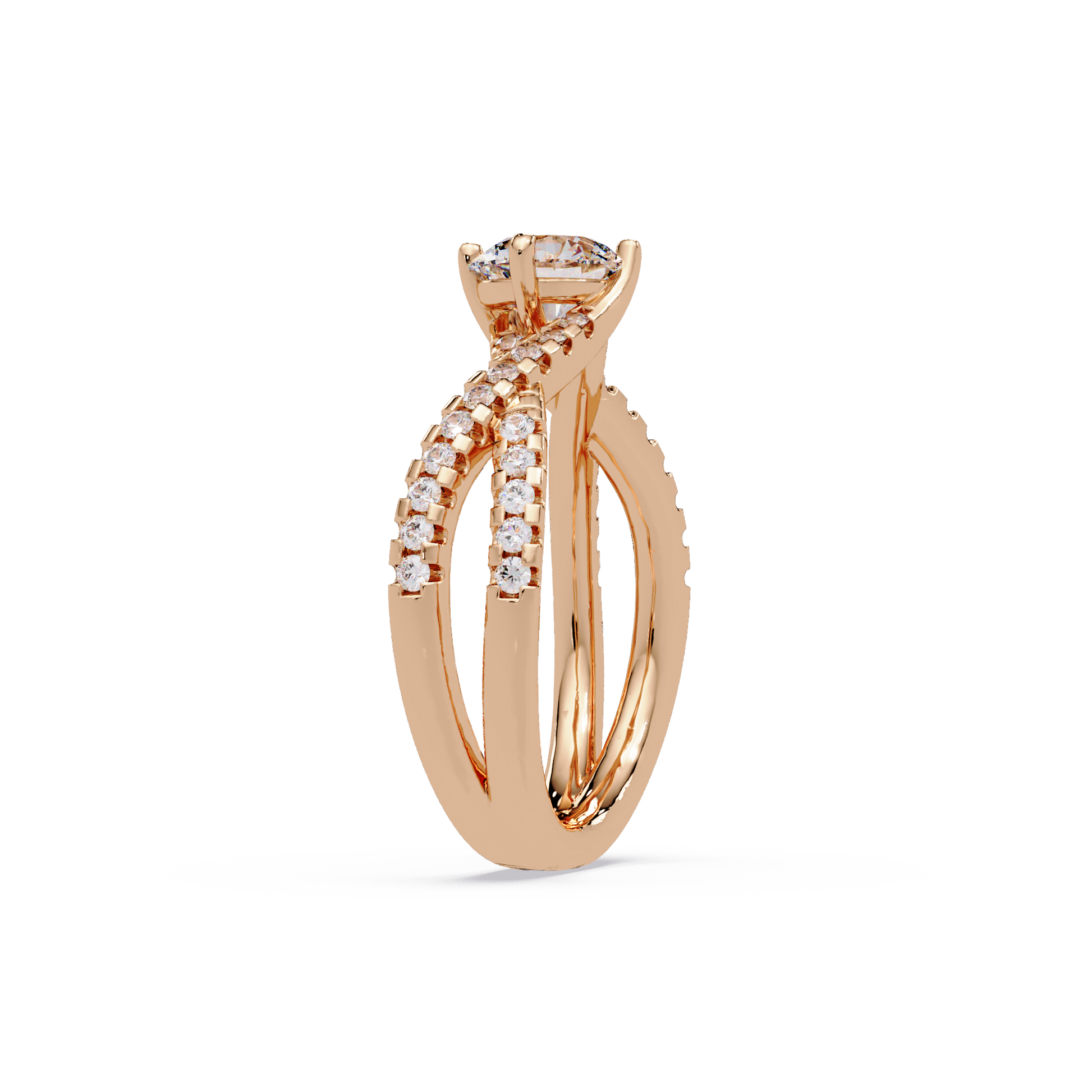 Round Cut Lab Grown Diamond Twisted Shank Ring