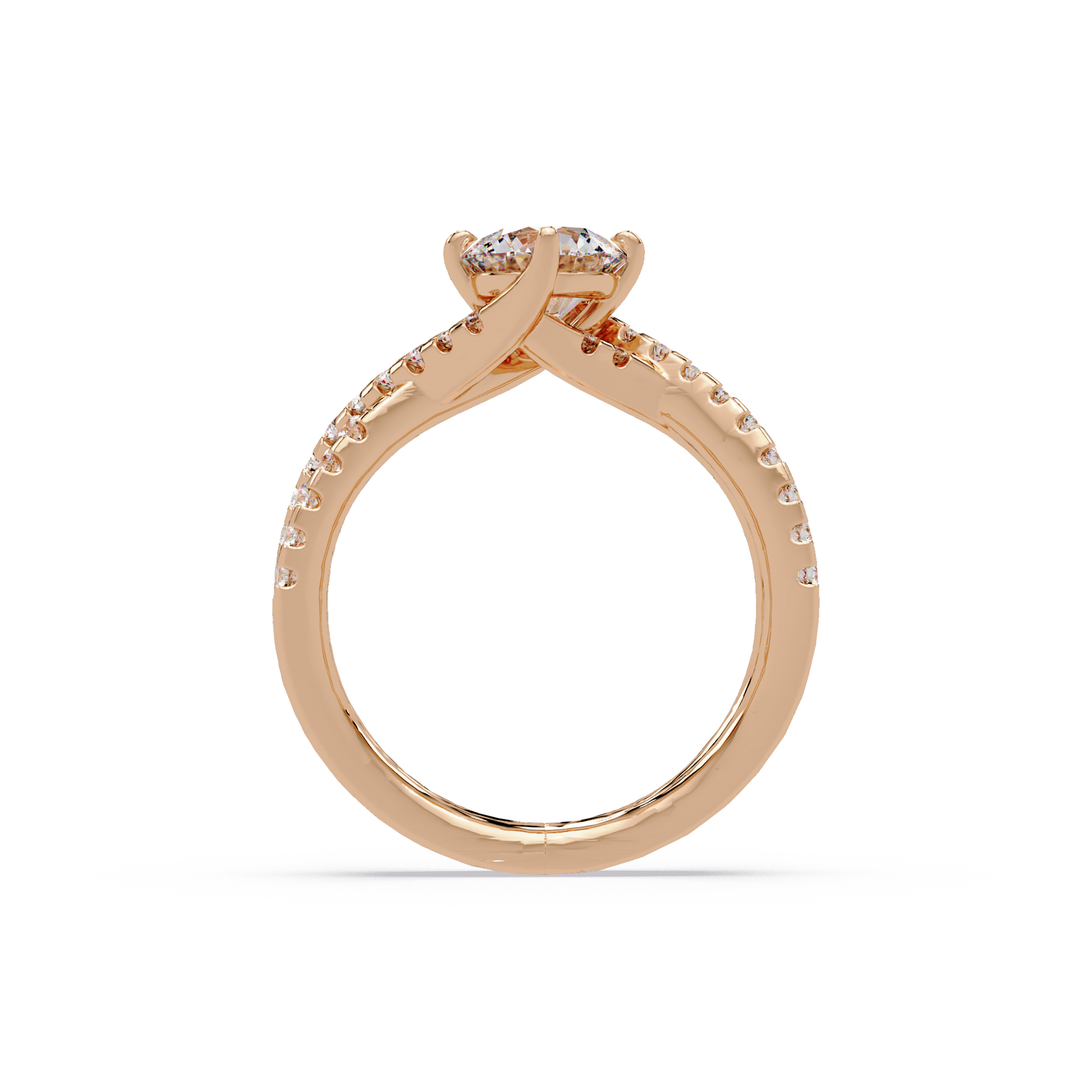 Round Cut Lab Grown Diamond Twisted Shank Ring