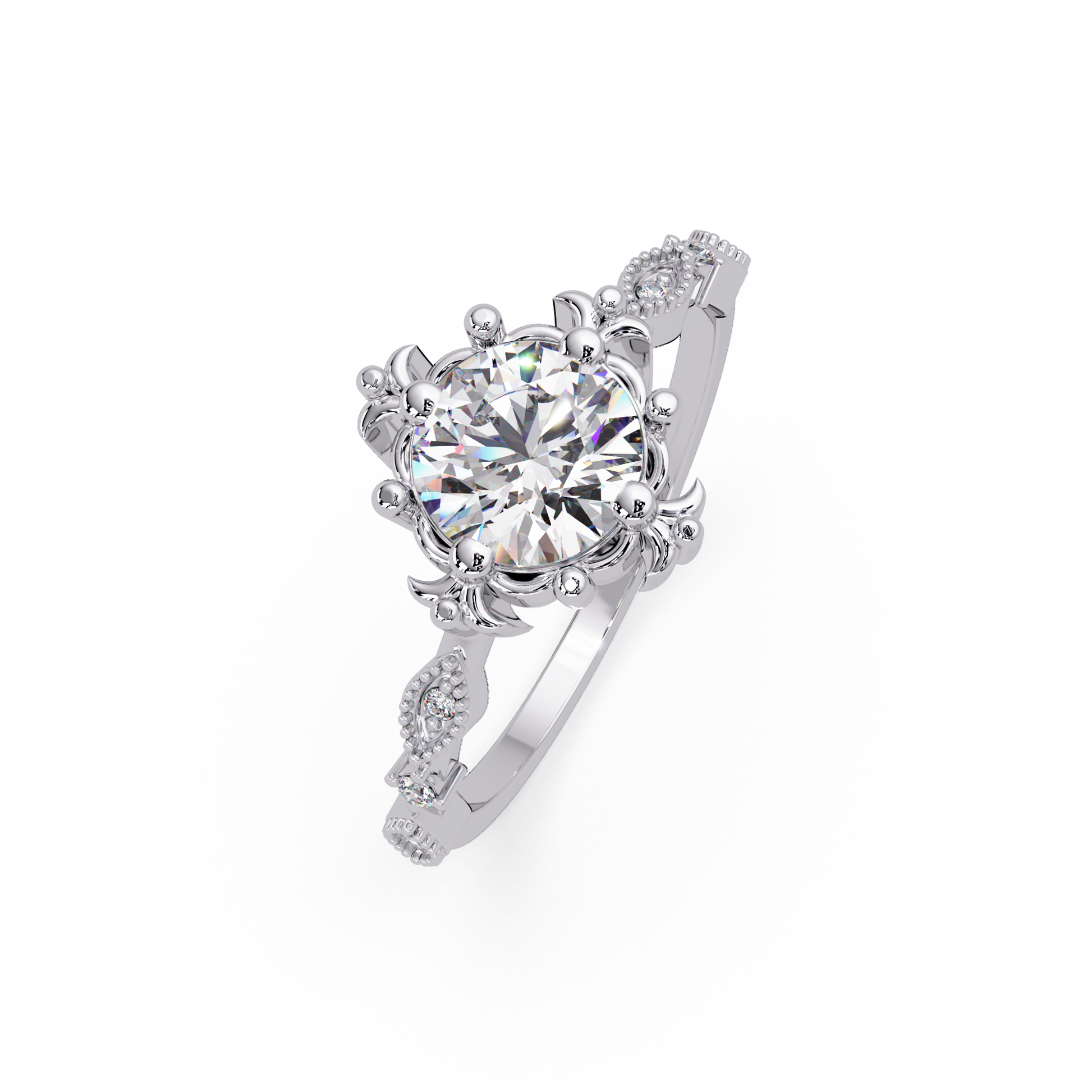 Round Cut Lab Grown Diamond Engagement Ring