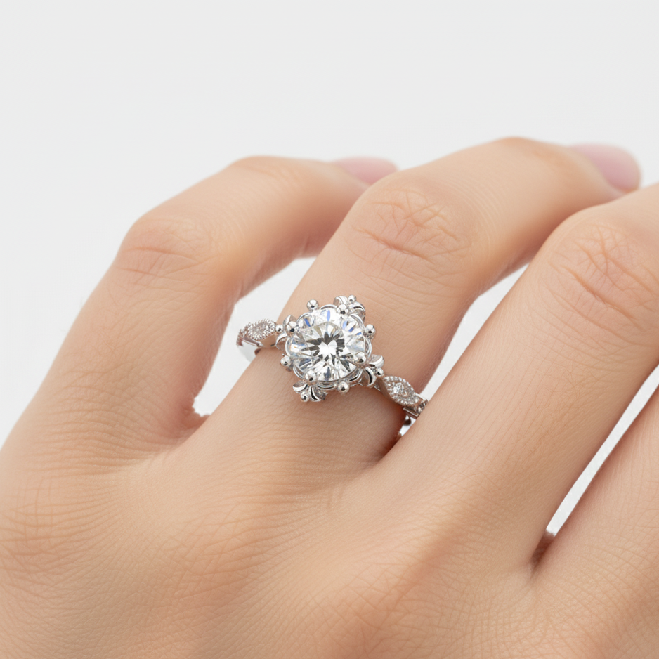 Round Cut Lab Grown Diamond Engagement Ring