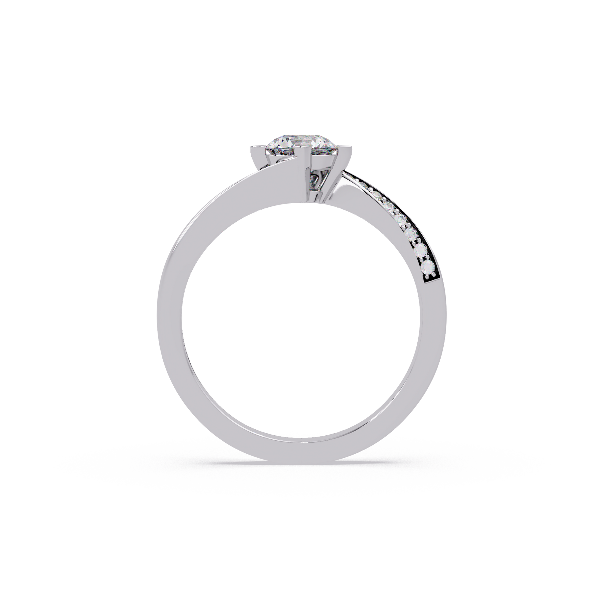 Round Cut Lab Grown Diamond Bypass Shank Ring