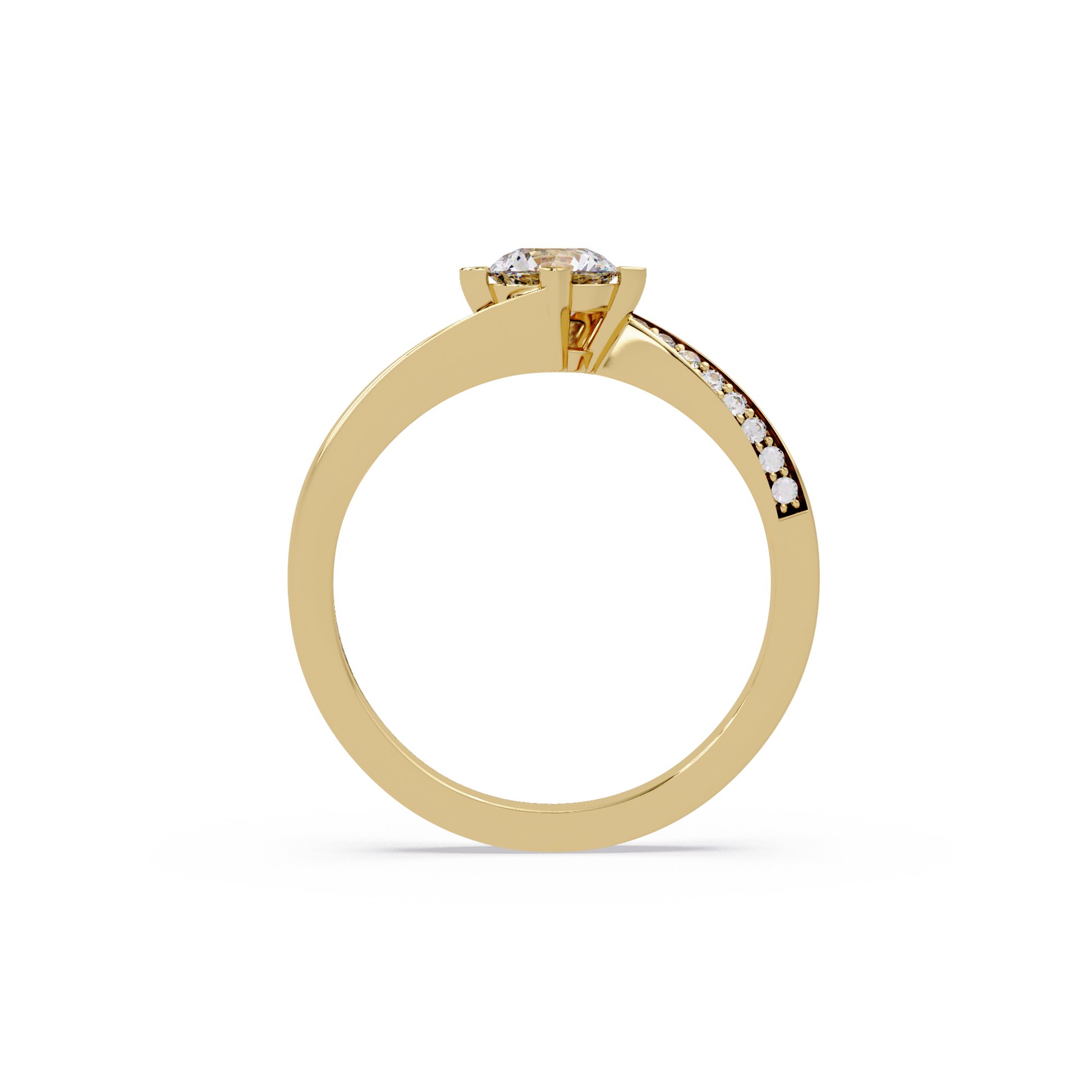 Round Cut Lab Grown Diamond Bypass Shank Ring