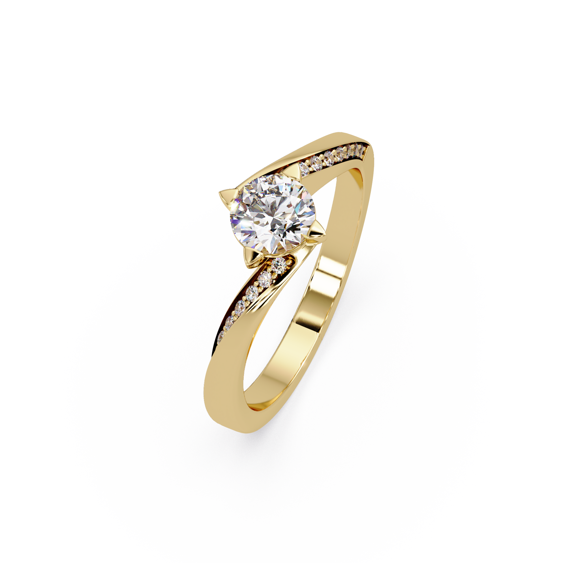 Round Cut Lab Grown Diamond Bypass Shank Ring