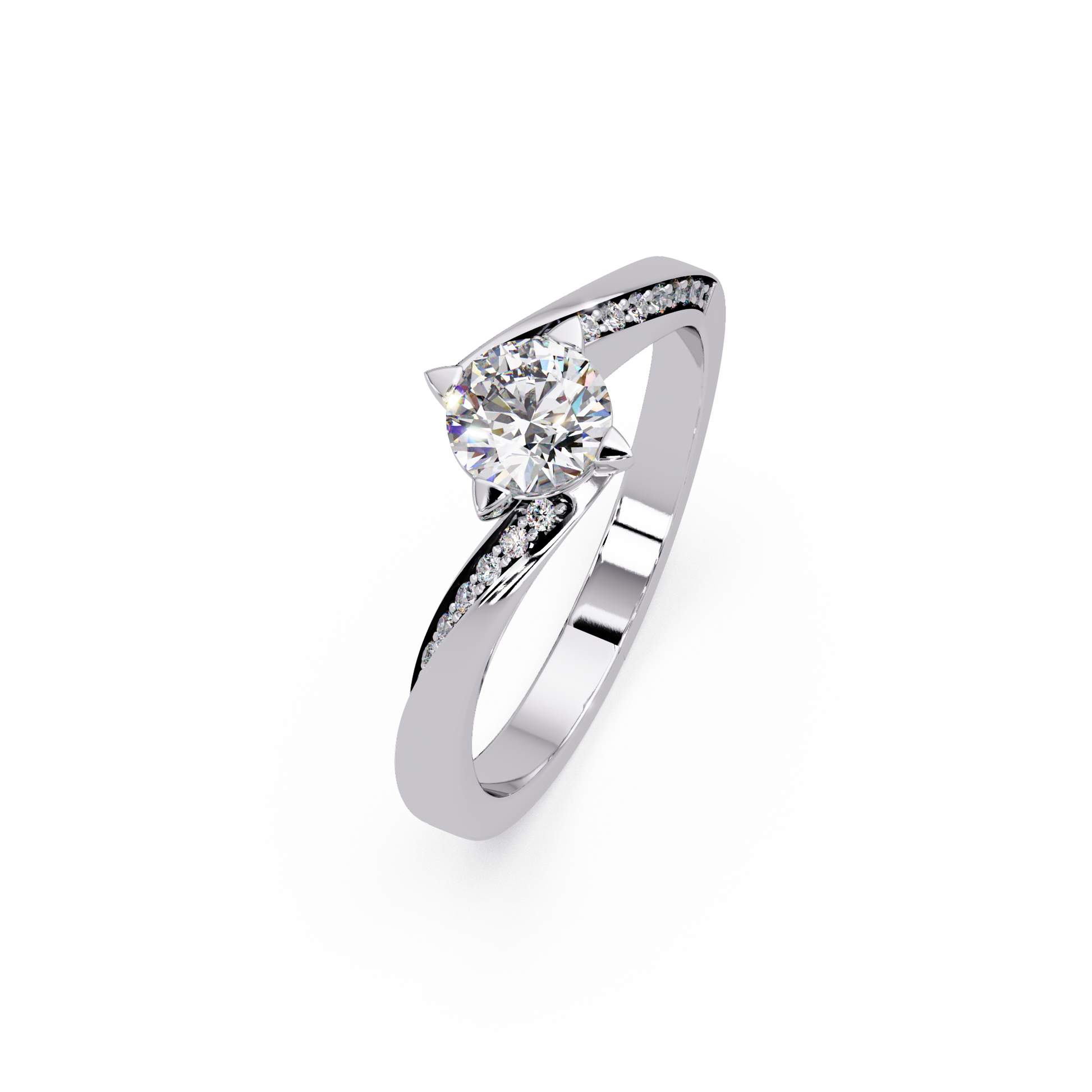 Round Cut Lab Grown Diamond Bypass Shank Ring