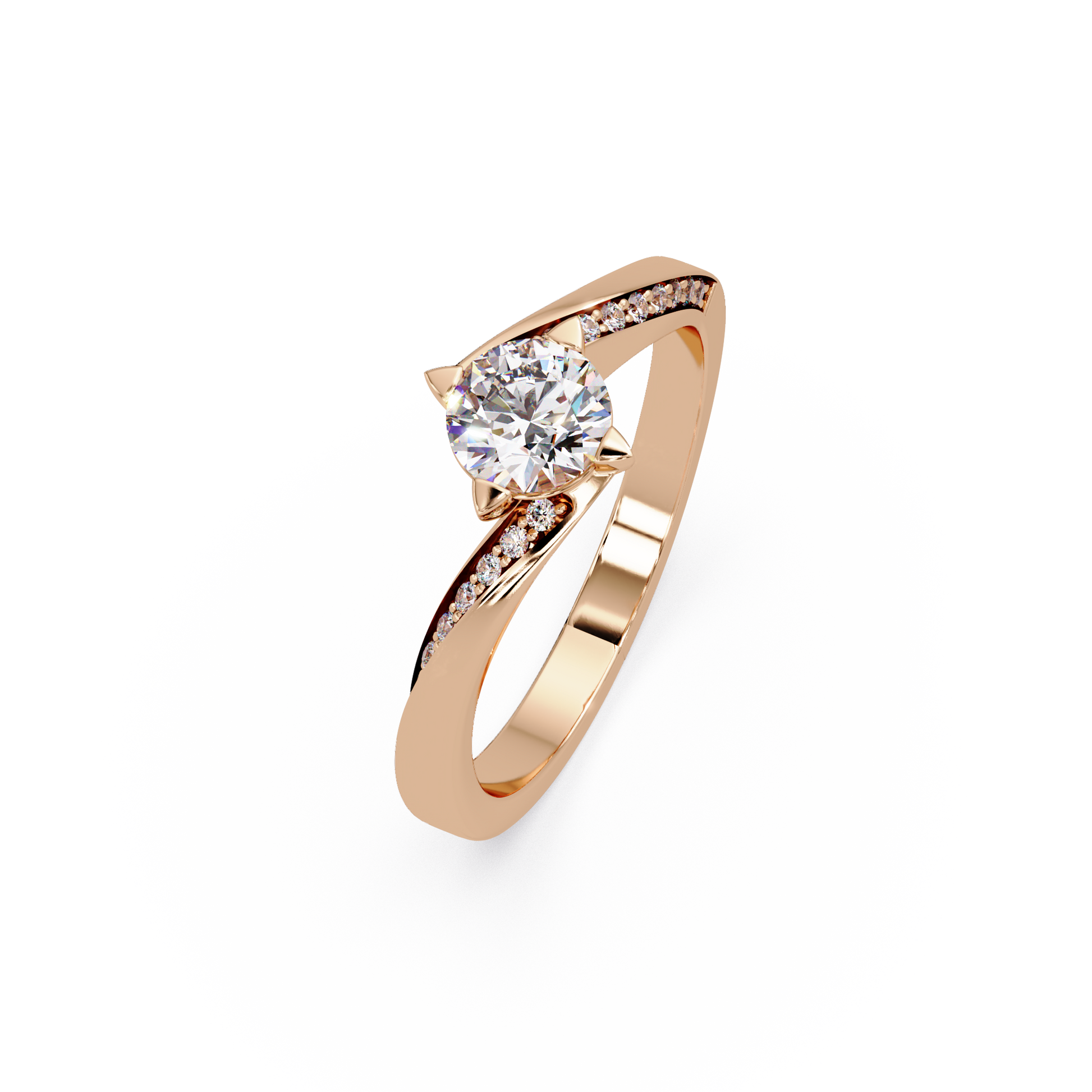 Round Cut Lab Grown Diamond Bypass Shank Ring