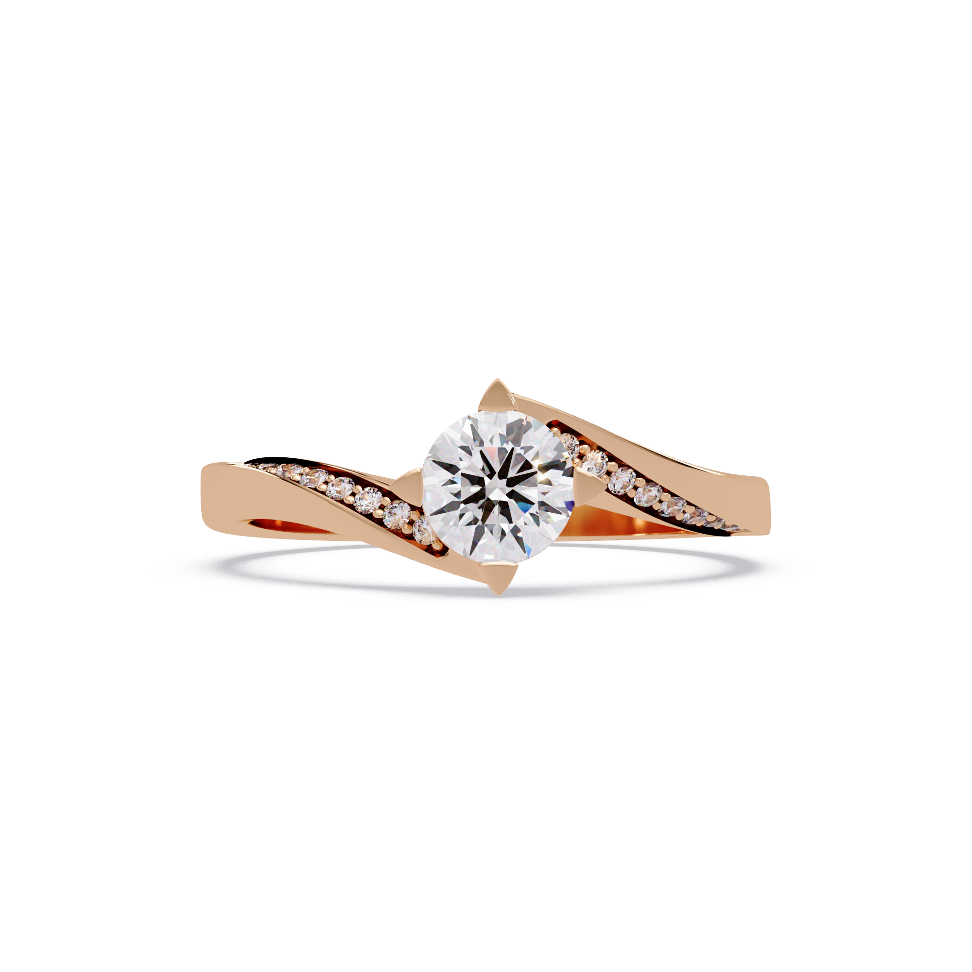 Round Cut Lab Grown Diamond Bypass Shank Ring