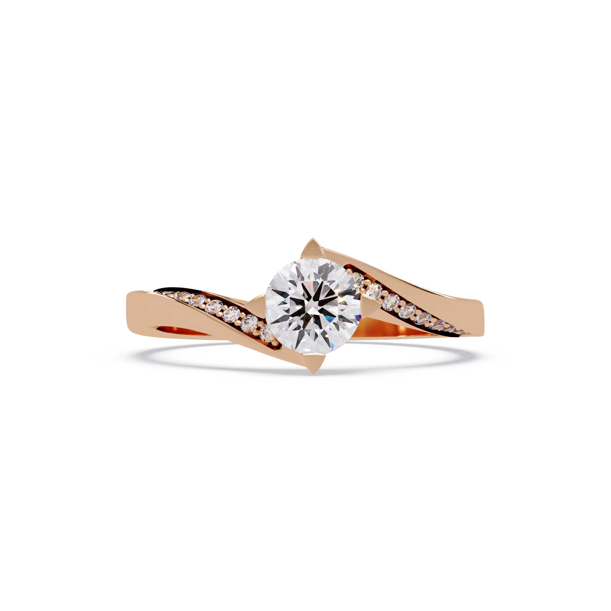 Round Cut Lab Grown Diamond Bypass Shank Ring