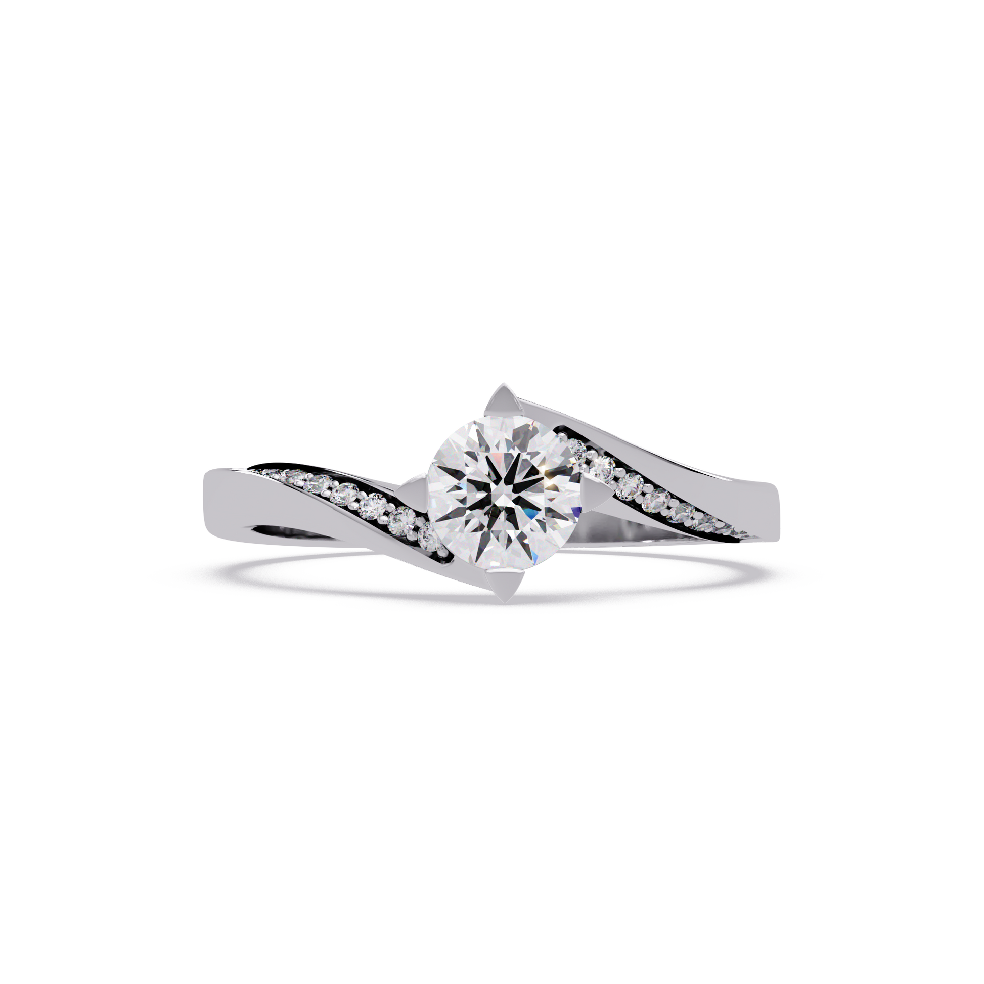 Round Cut Lab Grown Diamond Bypass Shank Ring