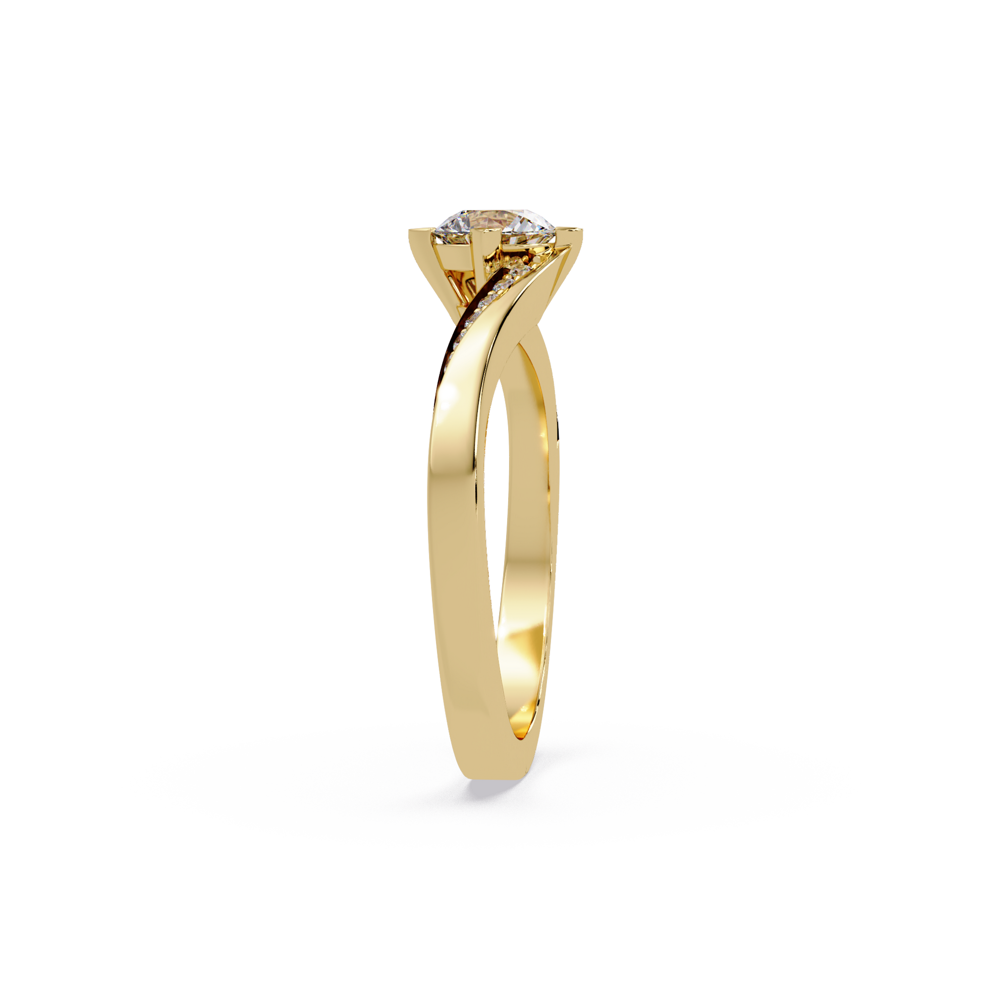 Round Cut Lab Grown Diamond Bypass Shank Ring