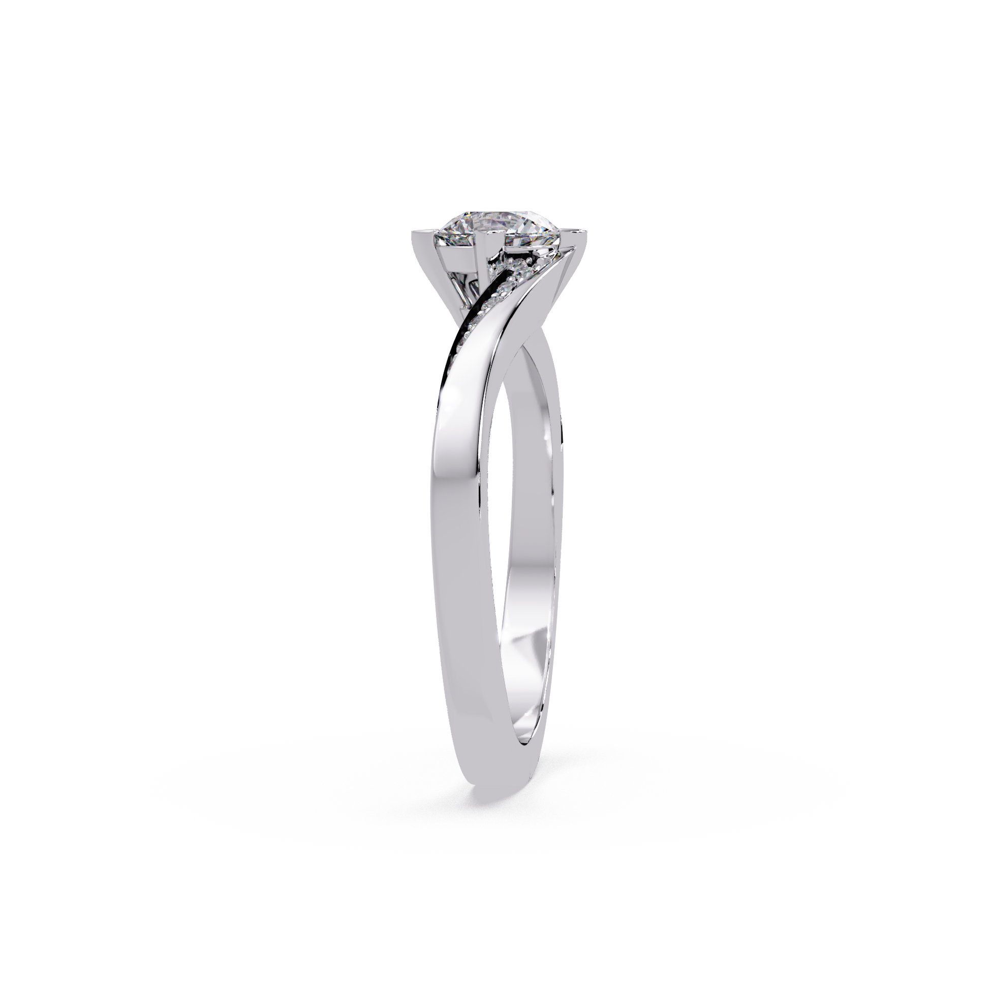 Round Cut Lab Grown Diamond Bypass Shank Ring