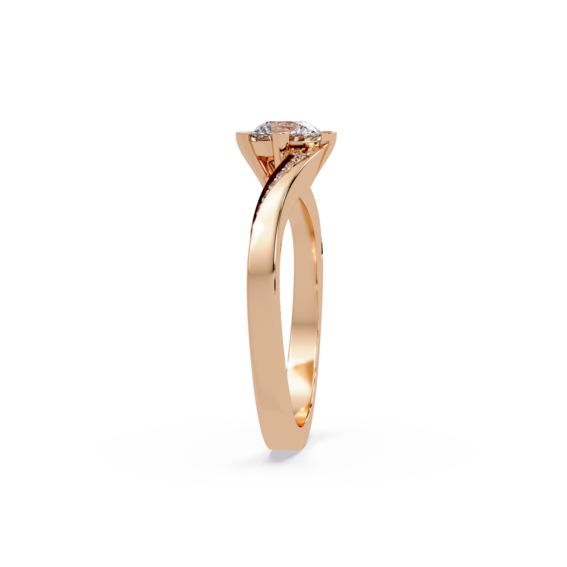 Round Cut Lab Grown Diamond Bypass Shank Ring