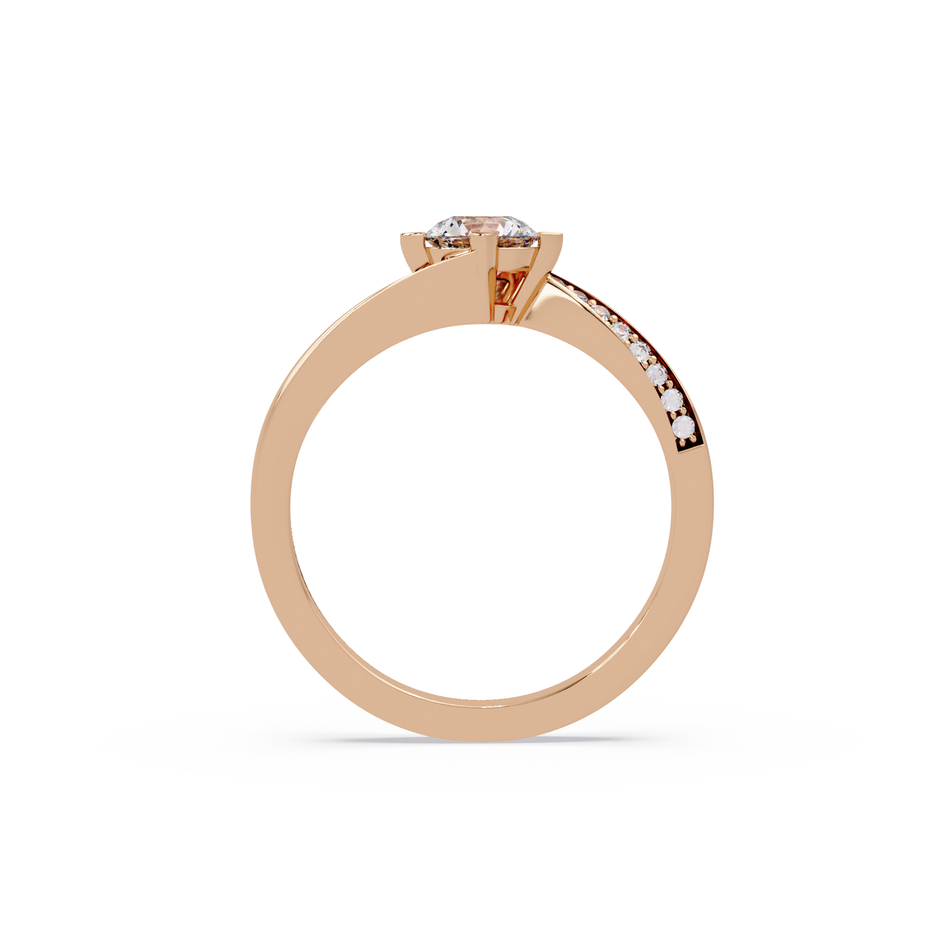 Round Cut Lab Grown Diamond Bypass Shank Ring