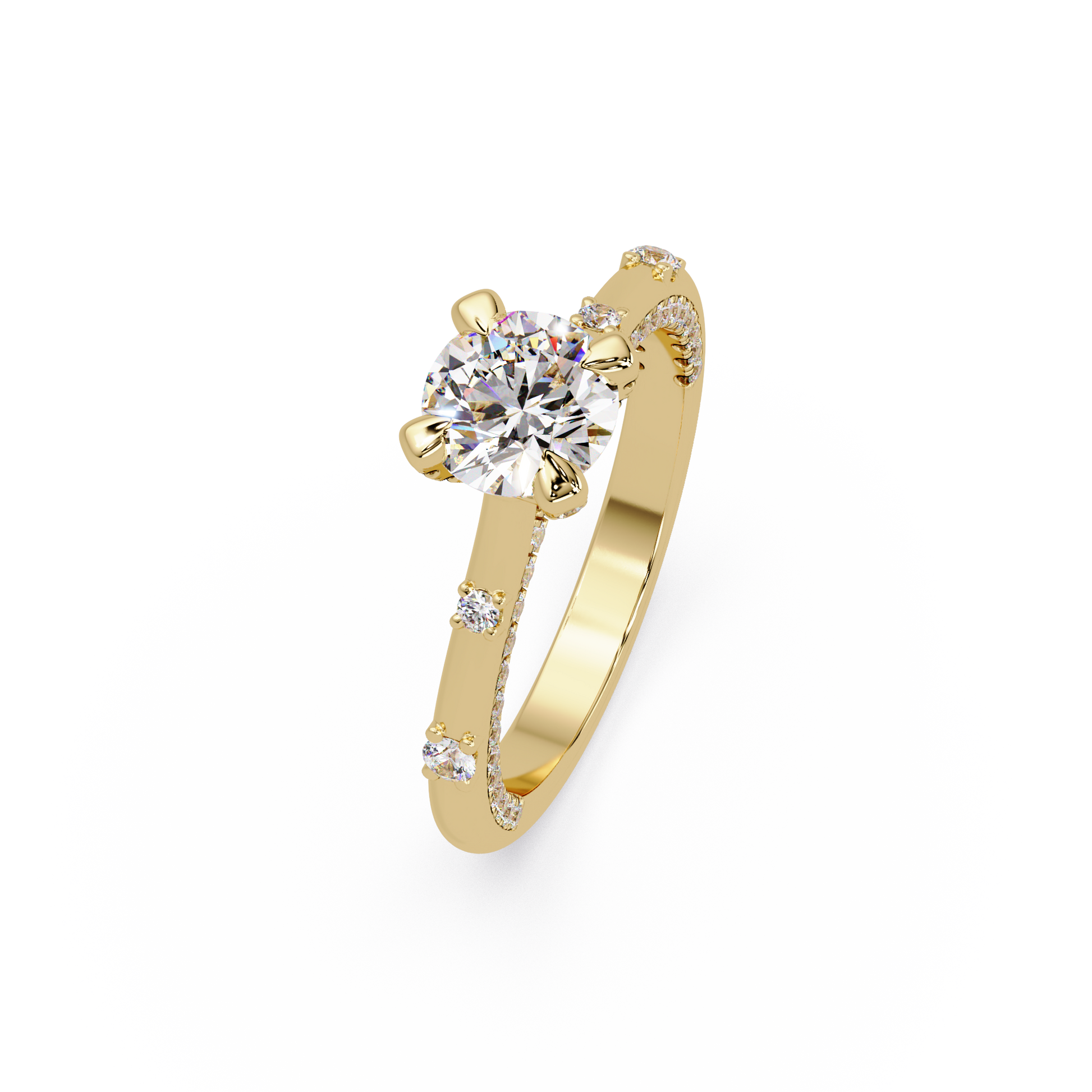 Round Cut Lab Grown Diamond Engagement Ring