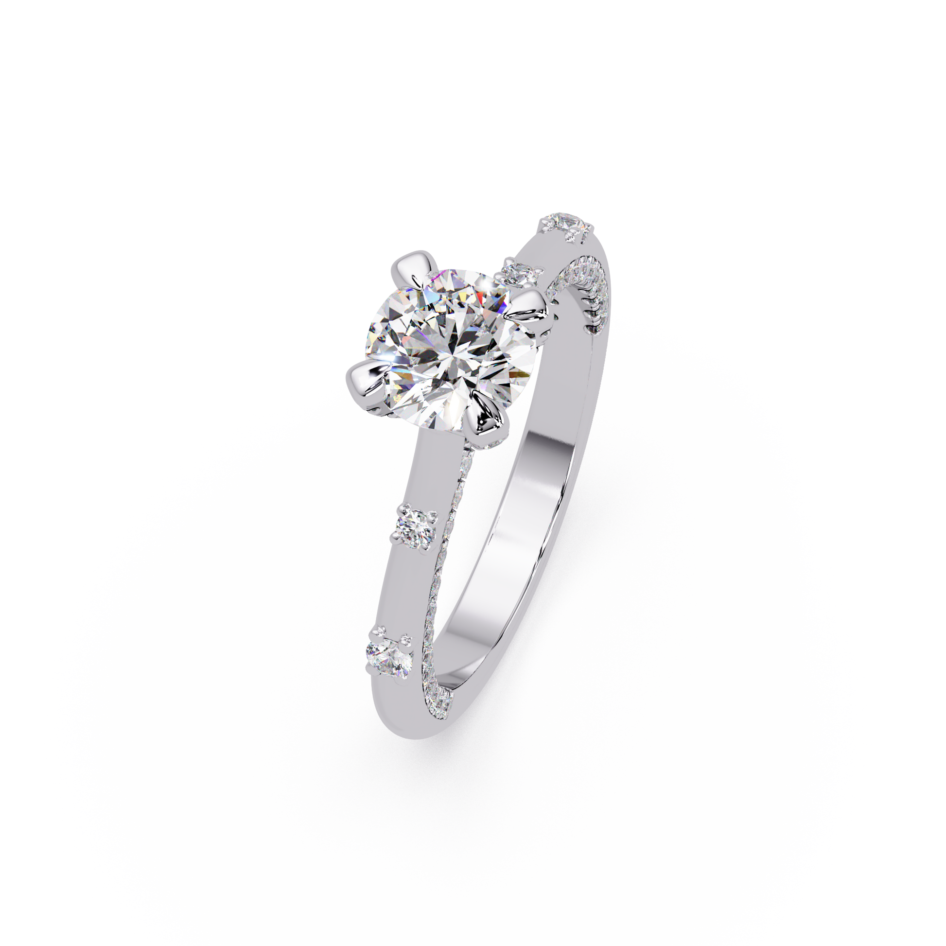Round Cut Lab Grown Diamond Engagement Ring