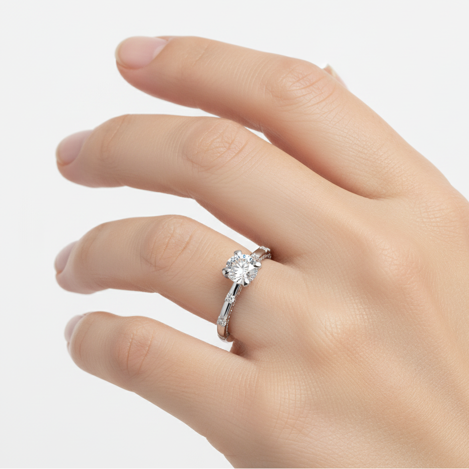 Round Cut Lab Grown Diamond Engagement Ring