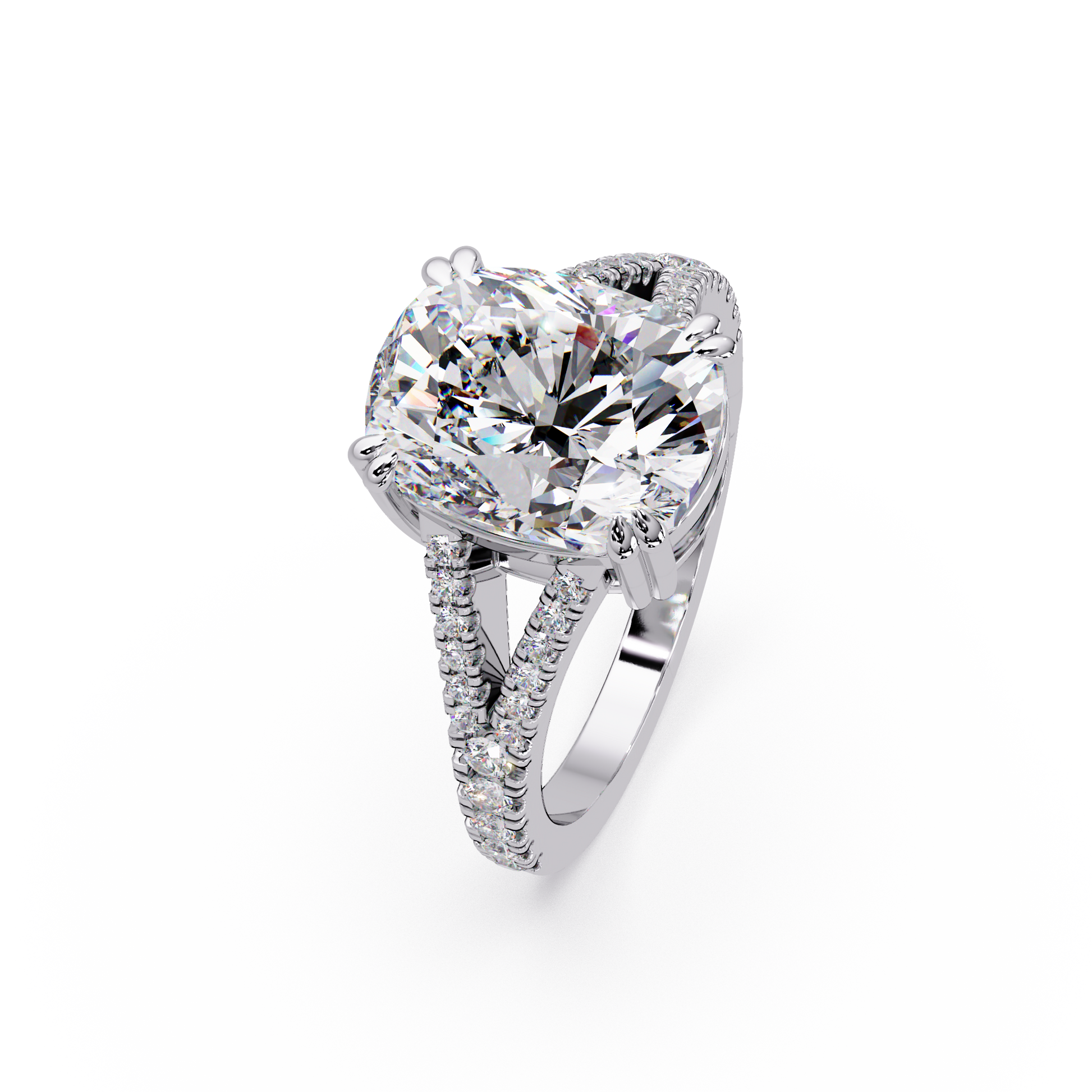 Cushion Cut lab Grown Diamond Engagement Ring Split Shank
