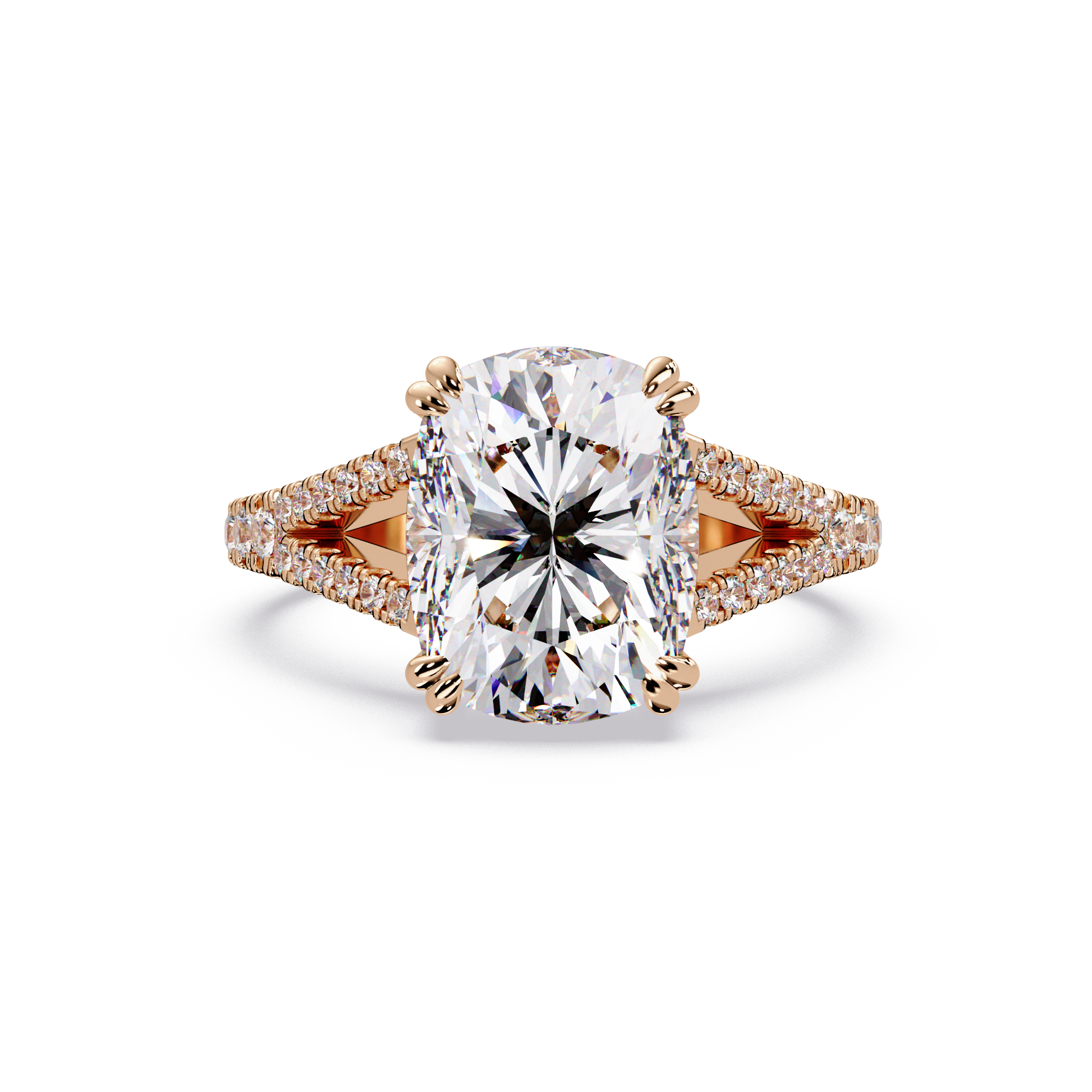 Cushion Cut lab Grown Diamond Engagement Ring Split Shank