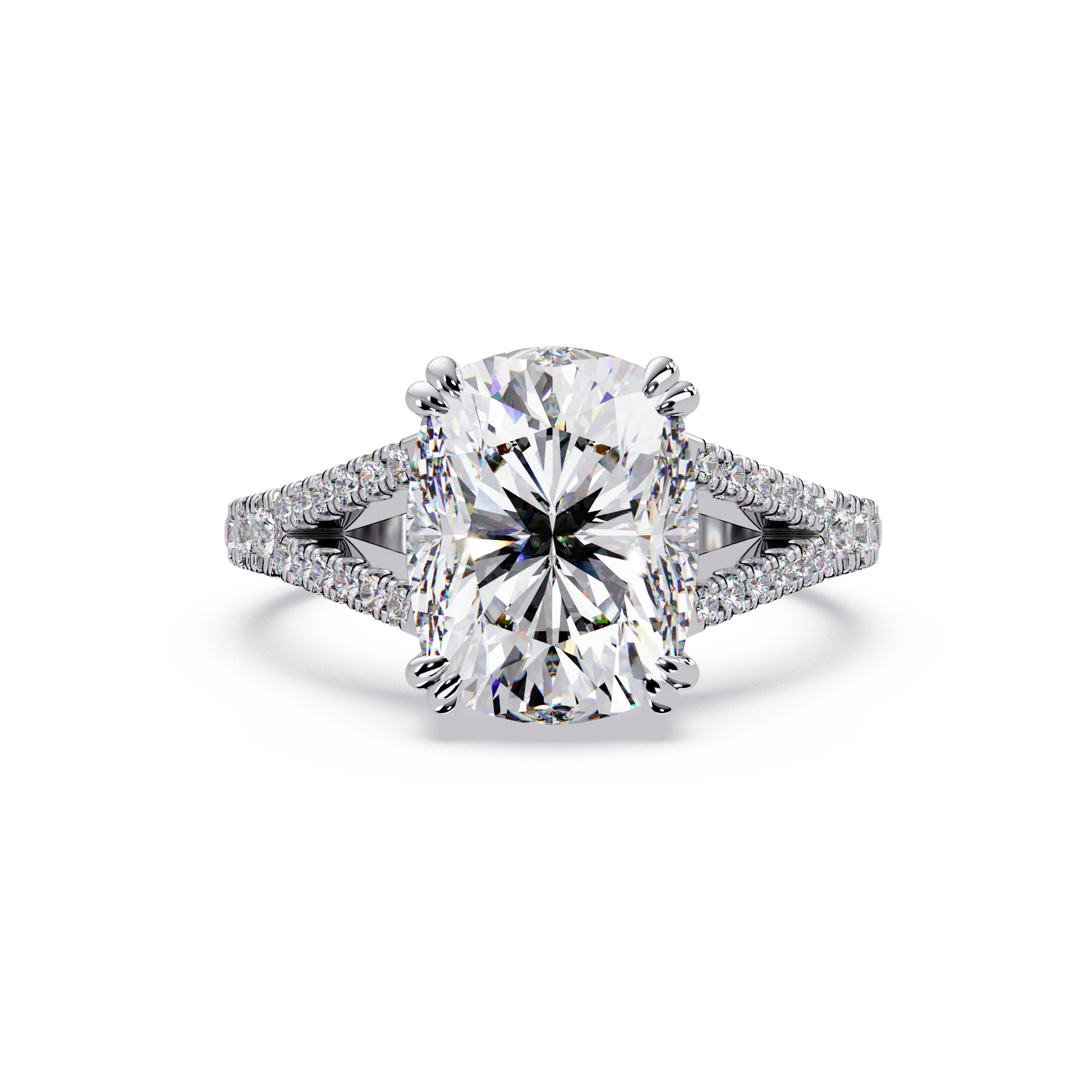 Cushion Cut lab Grown Diamond Engagement Ring Split Shank