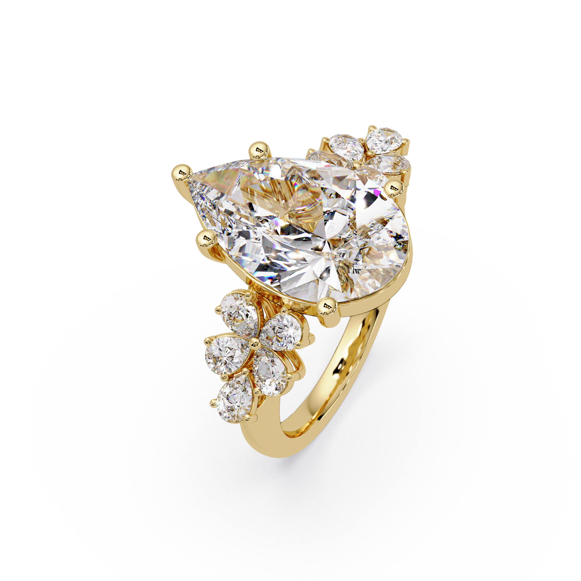 Pear Cut Lab Grown Diamond Accented Ring
