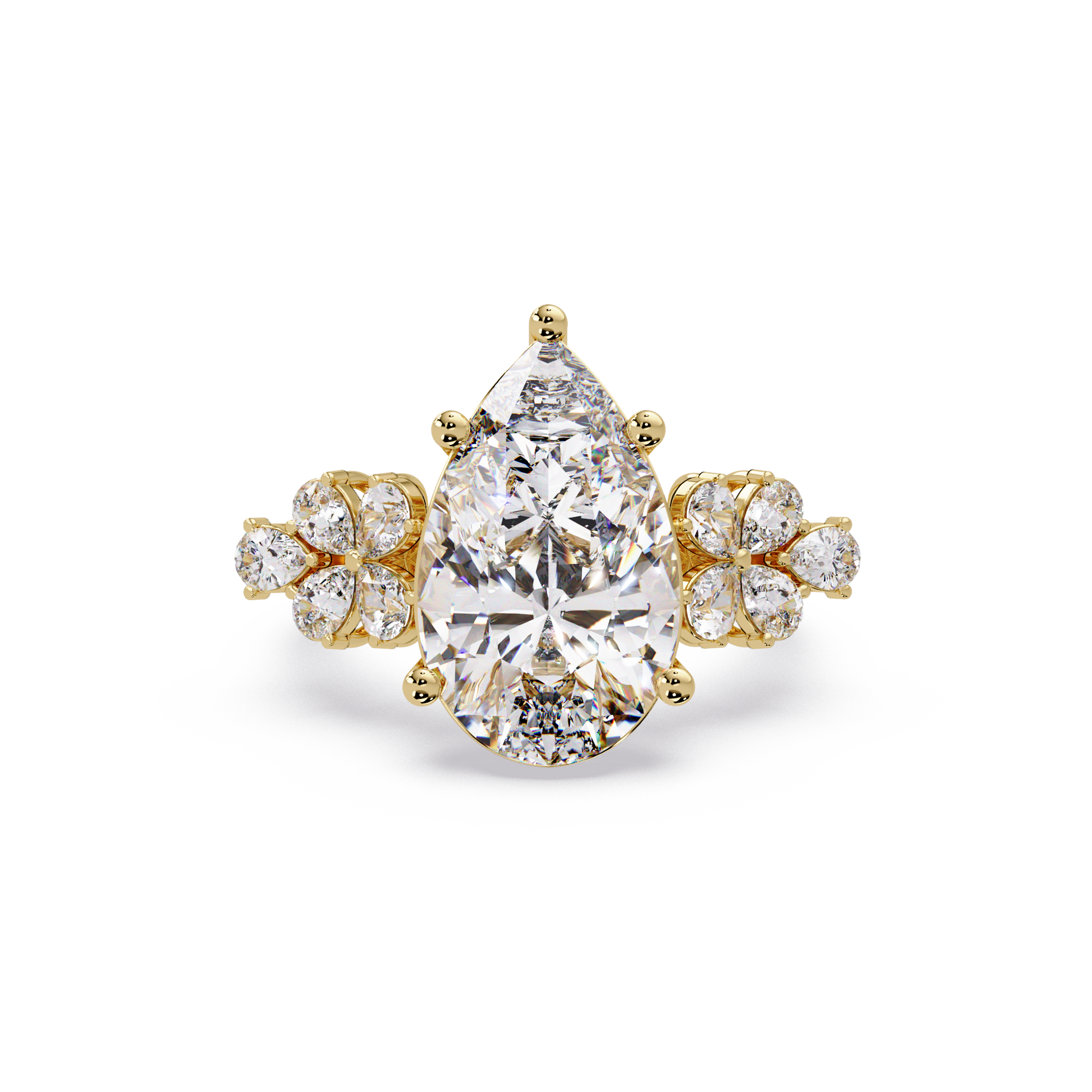 Pear Cut Lab Grown Diamond Accented Ring