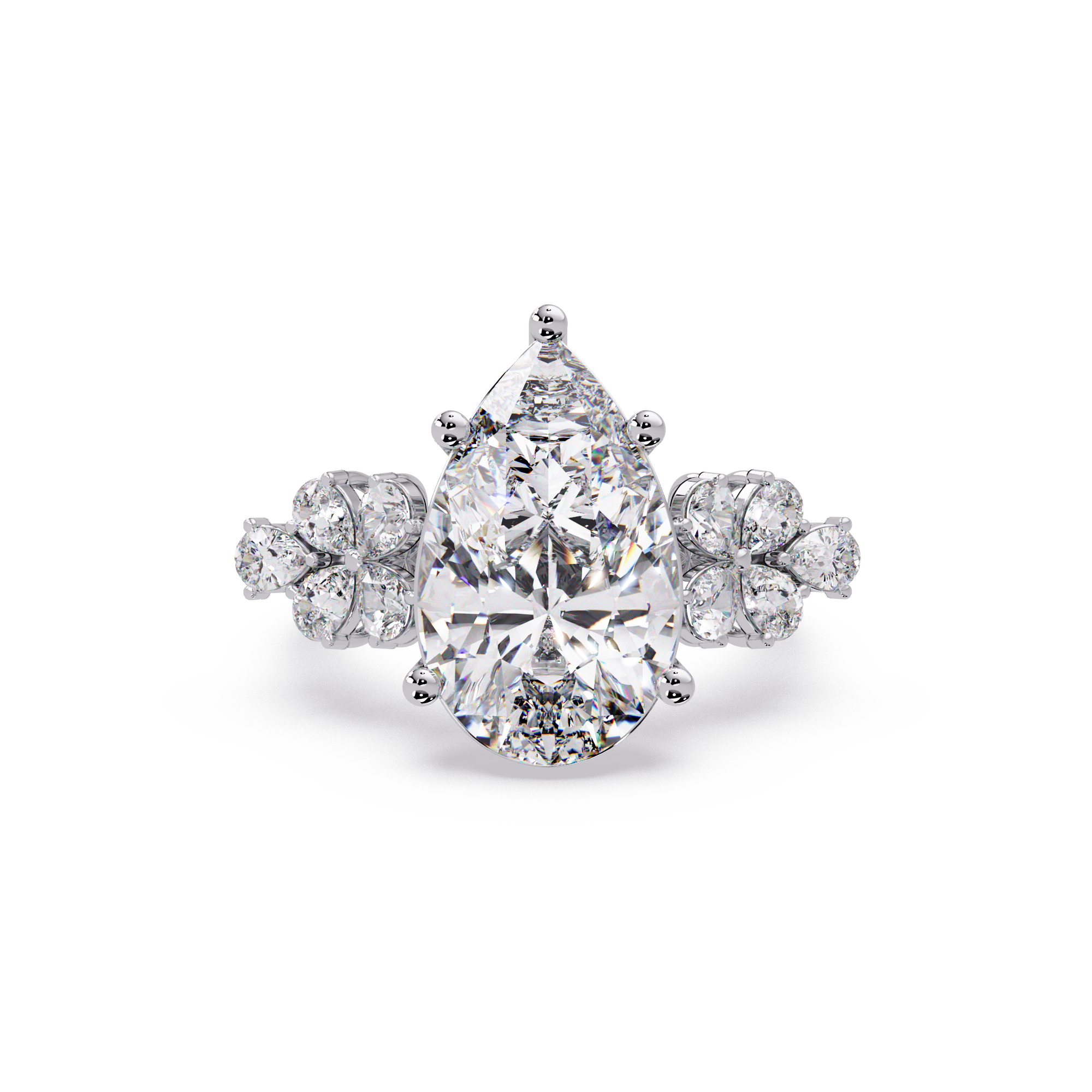 Pear Cut Lab Grown Diamond Accented Ring