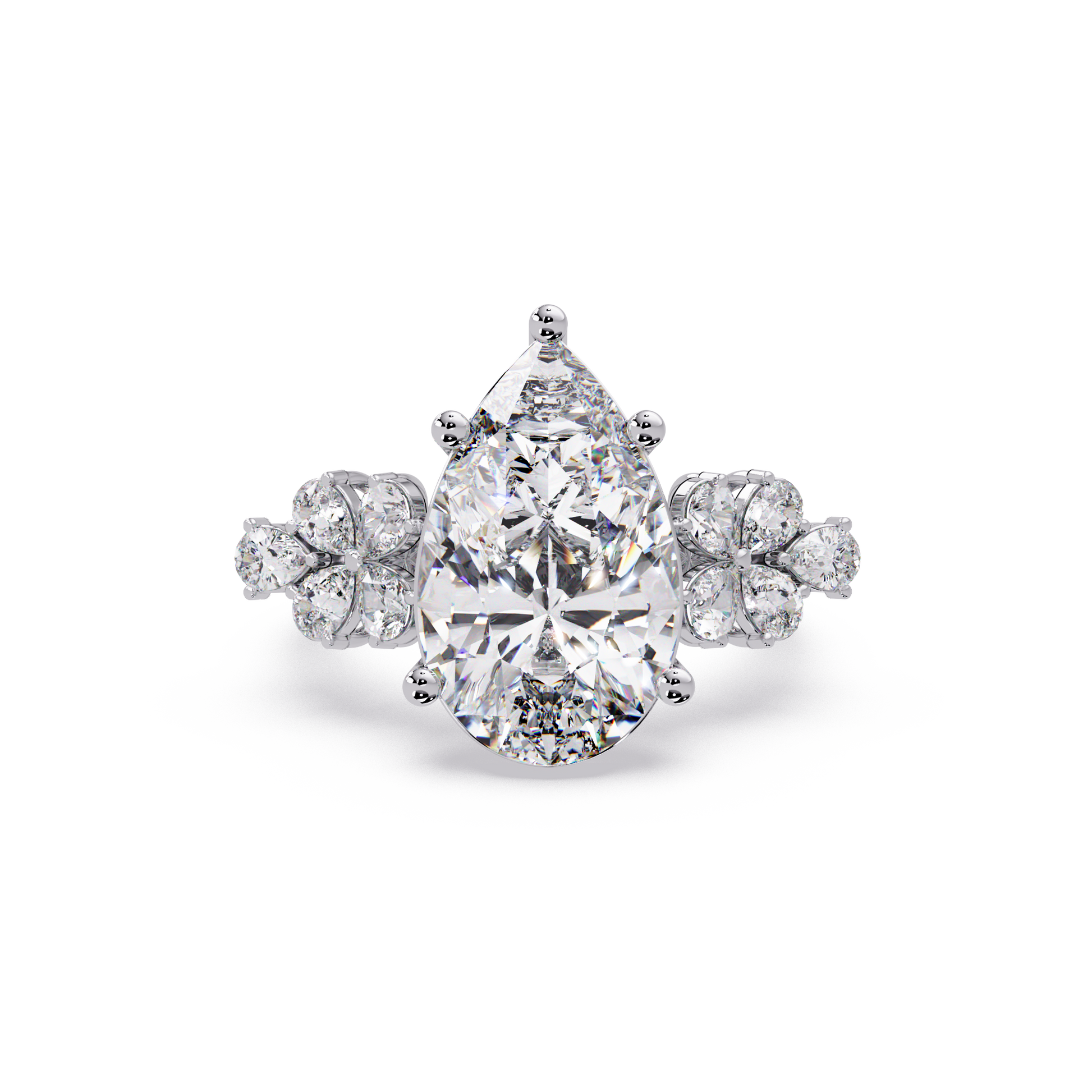 Pear Cut Lab Grown Diamond Accented Ring