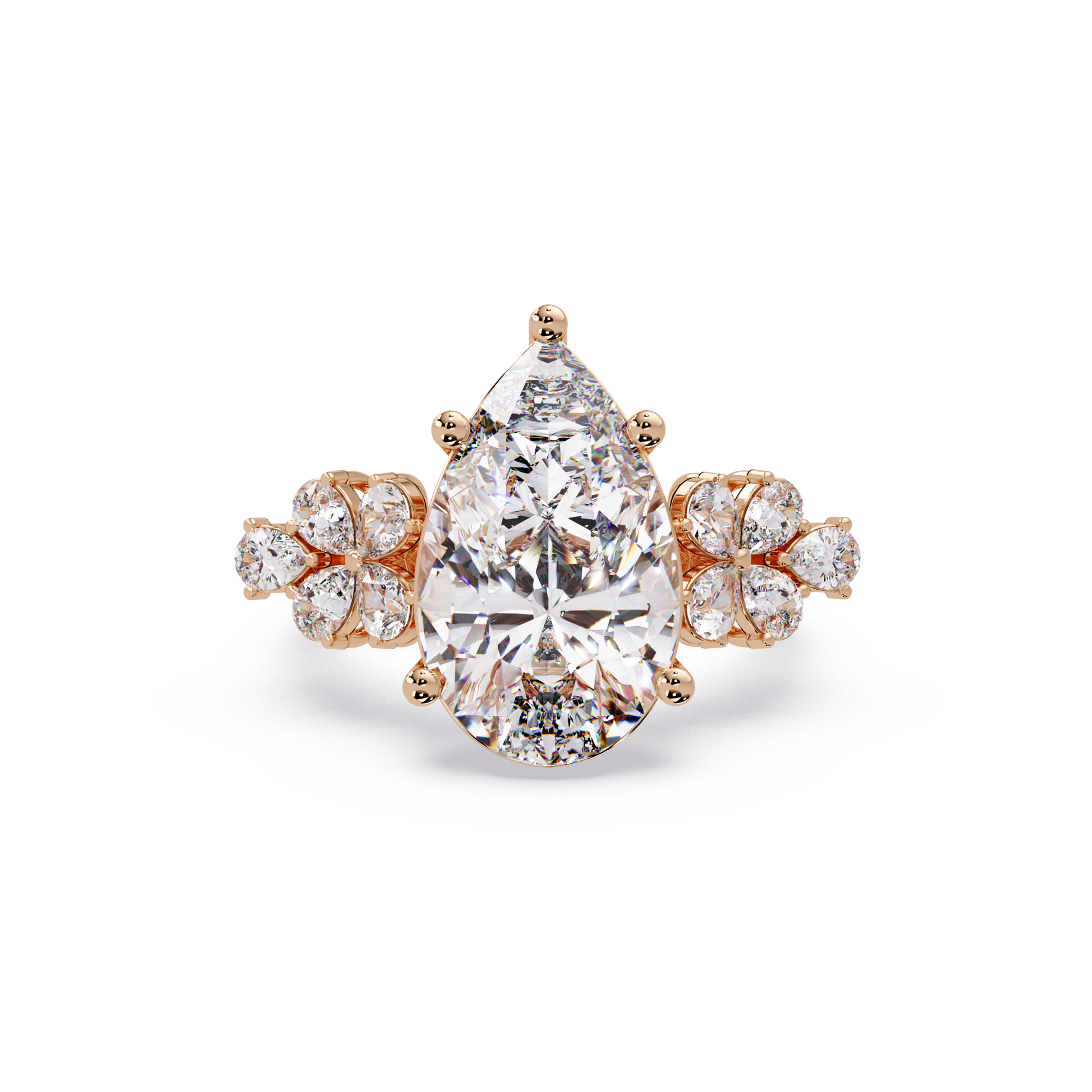 Pear Cut Lab Grown Diamond Accented Ring
