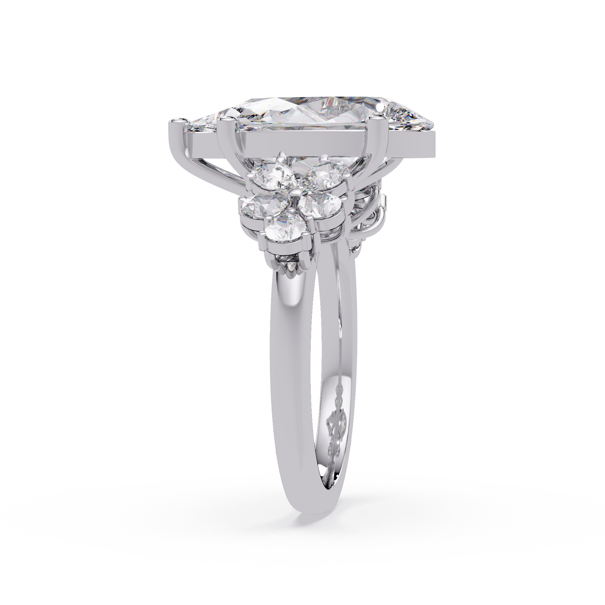 Pear Cut Lab Grown Diamond Accented Ring