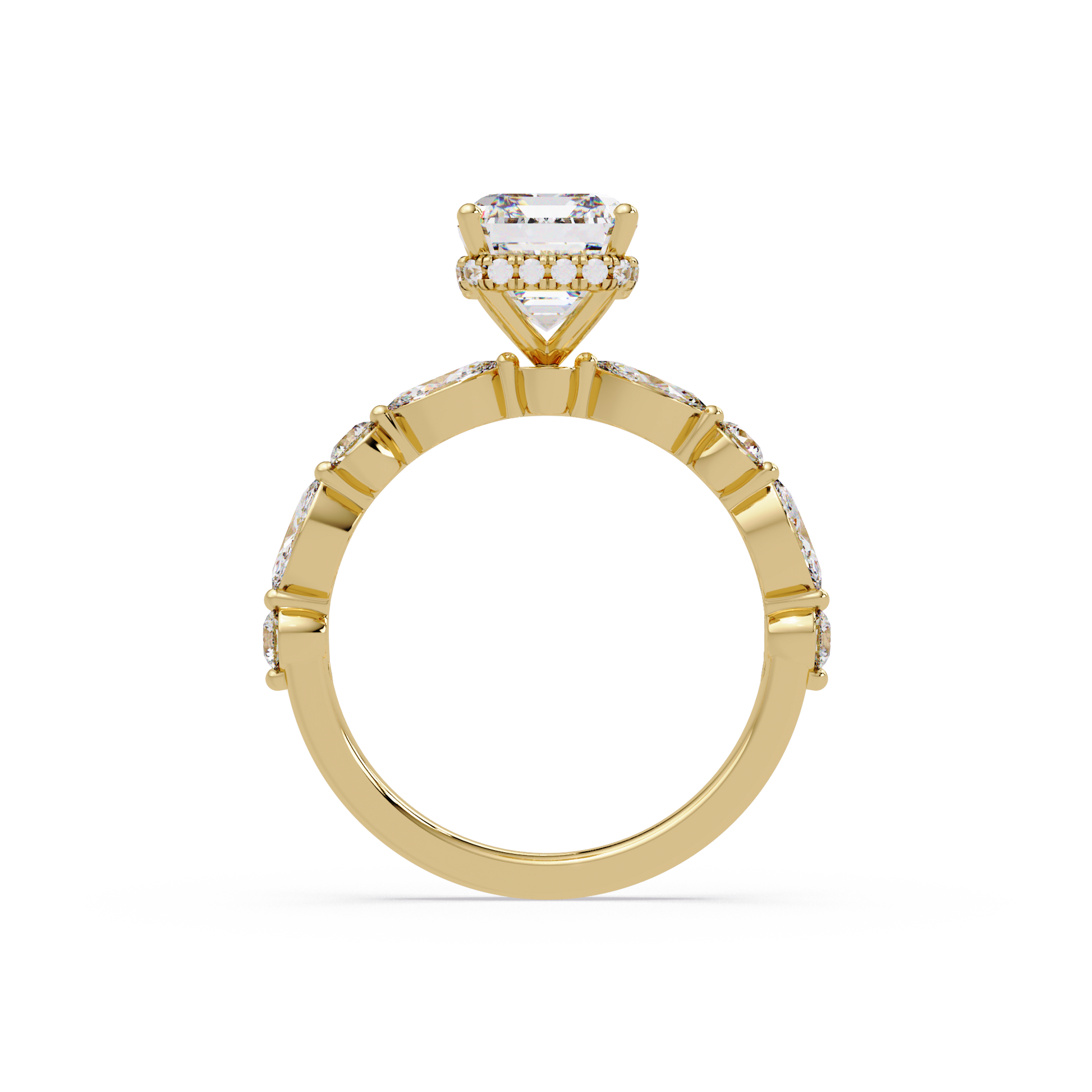 Emerald Cut Lab Grown Diamond Accented Ring