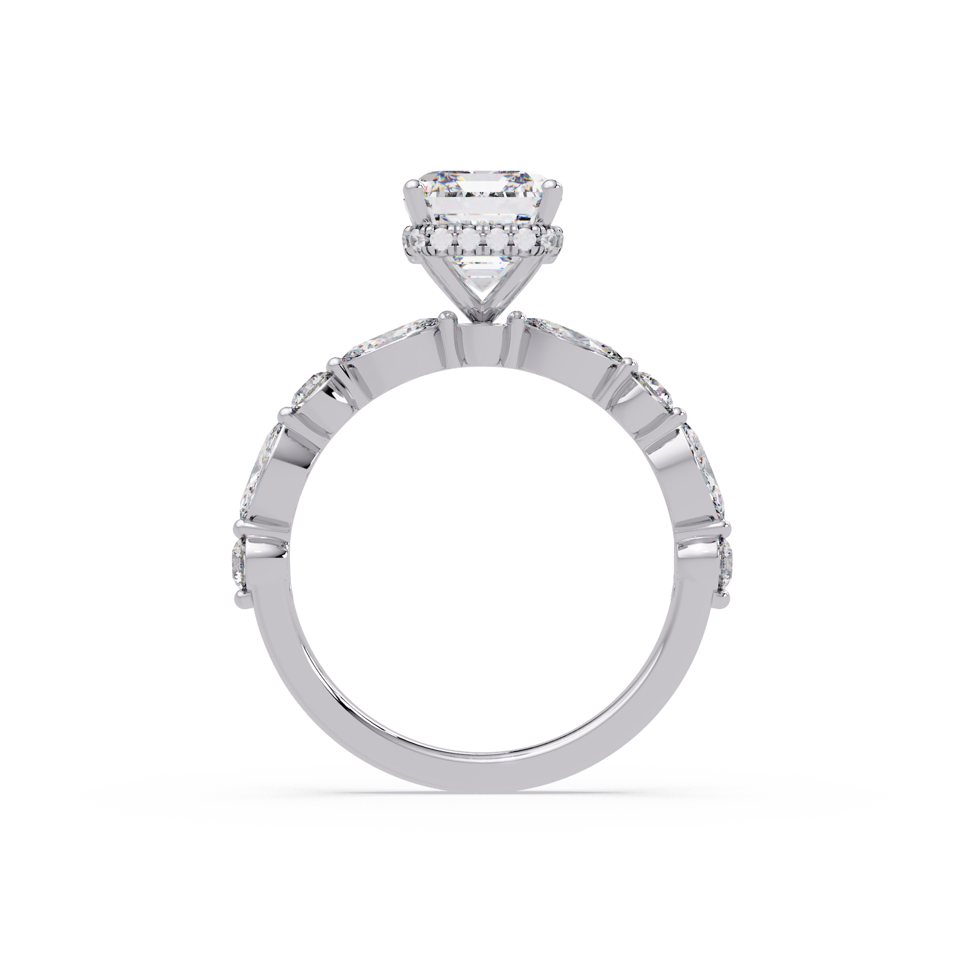 Emerald Cut Lab Grown Diamond Accented Ring